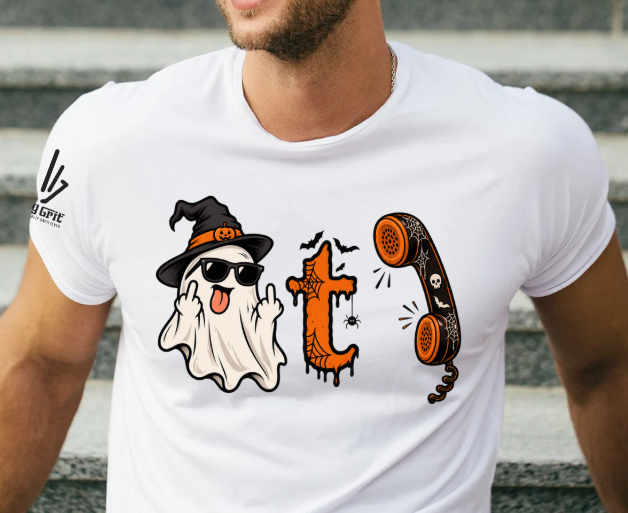 Boo T Call adult Halloween shirt featuring ghost-themed humor
