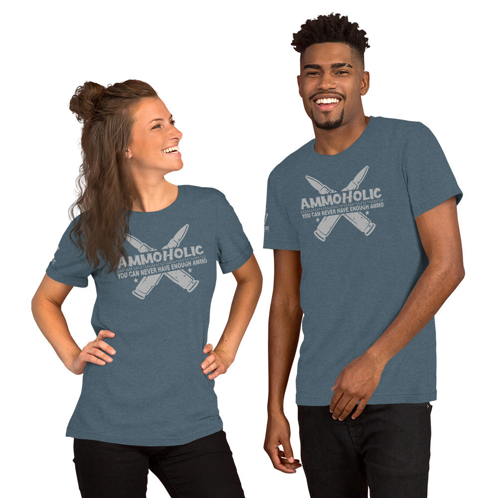 Funny shirt for ammo lovers with Ammoholic text and bullet design