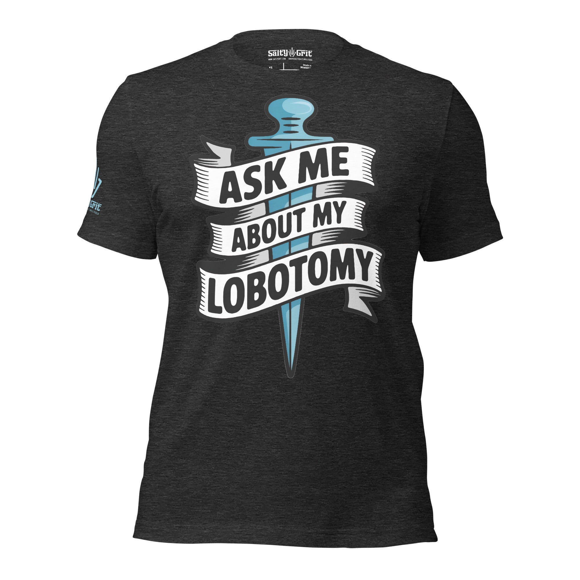 Funny shirt with bold lobotomy text design