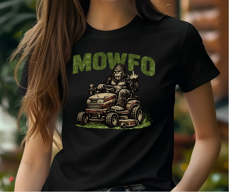 Funny shirt for beer lovers and lawn mowing enthusiasts featuring Bigfoot