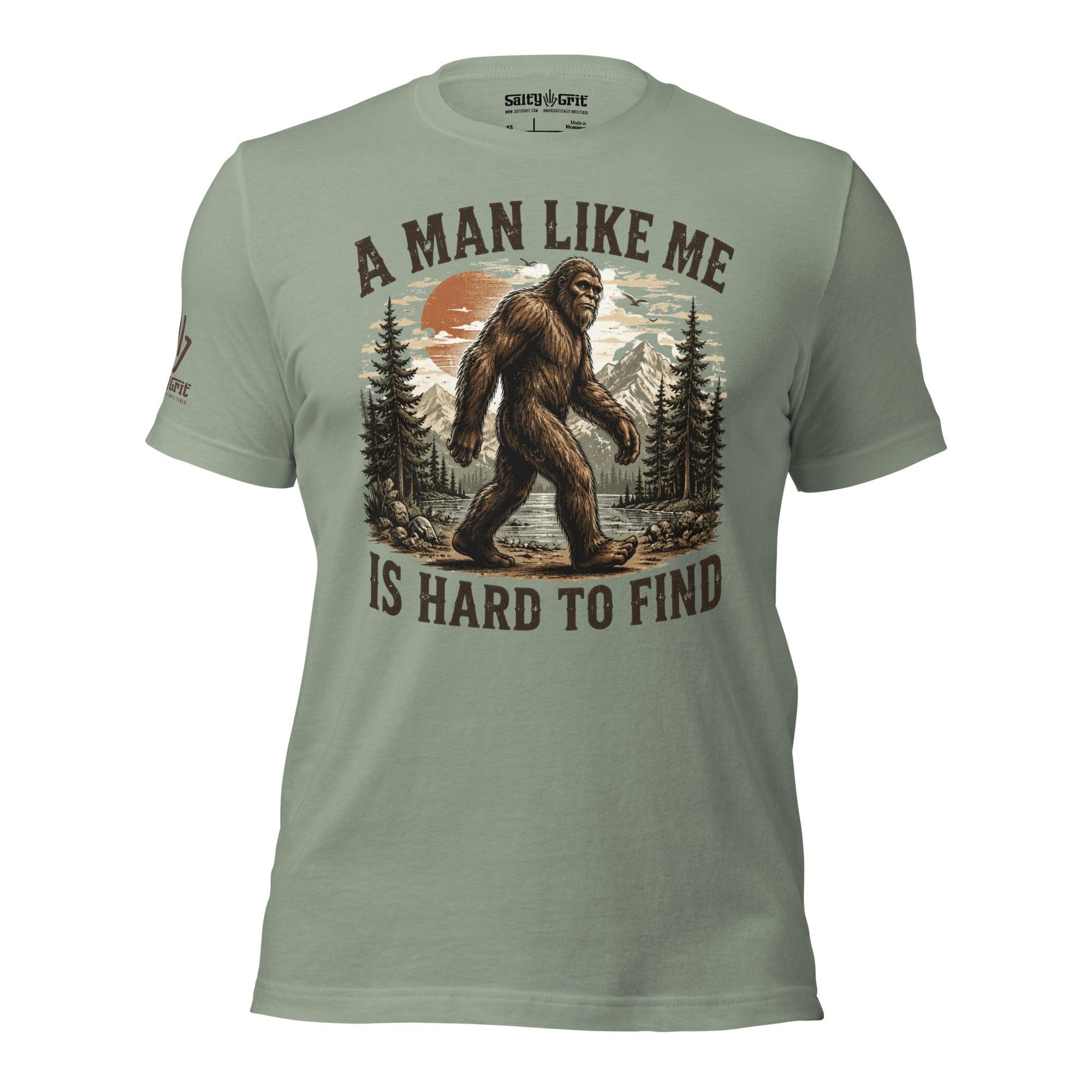 Bigfoot camping humor shirt with sarcastic wilderness design