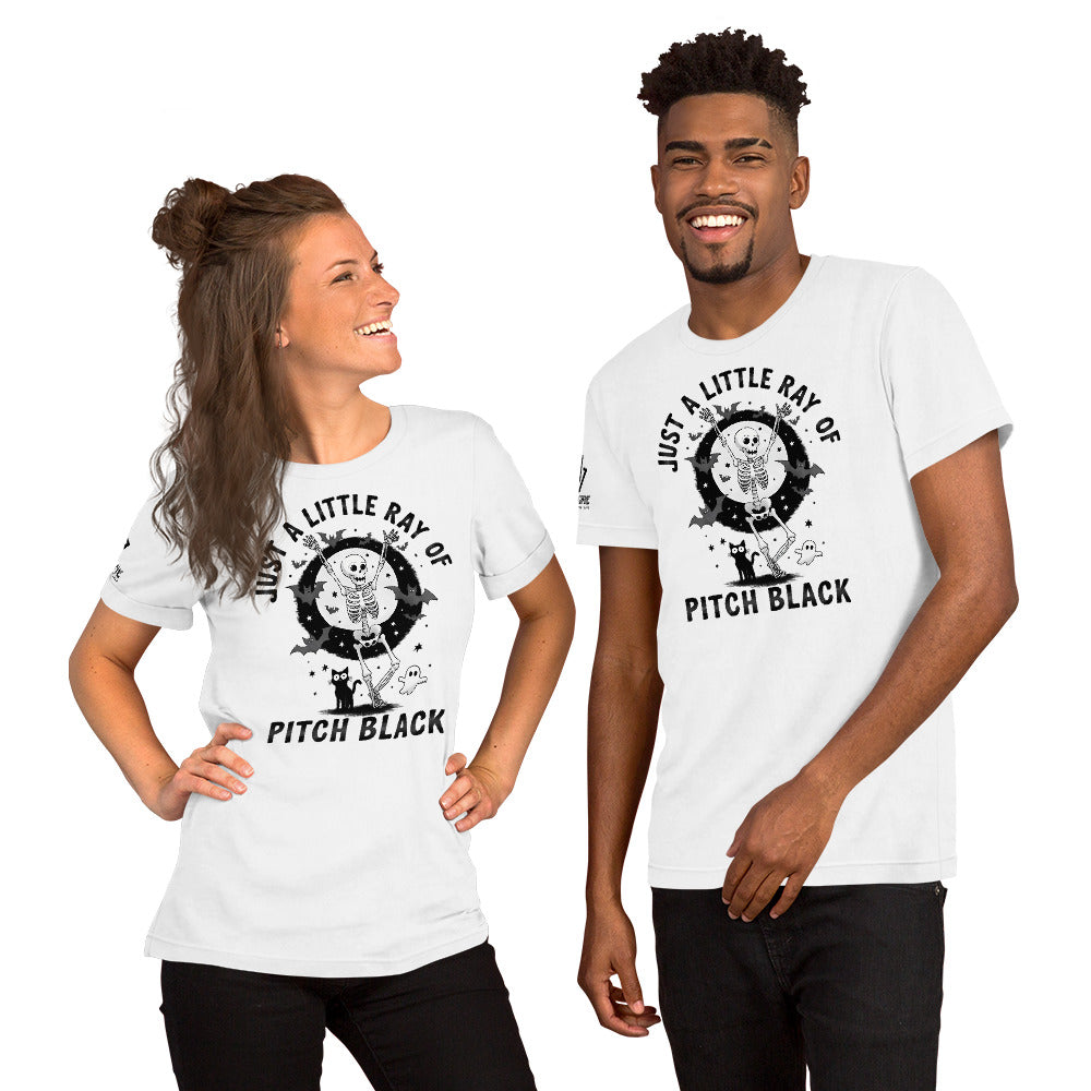 Black cat and skeleton humor shirt with sarcastic spooky quote