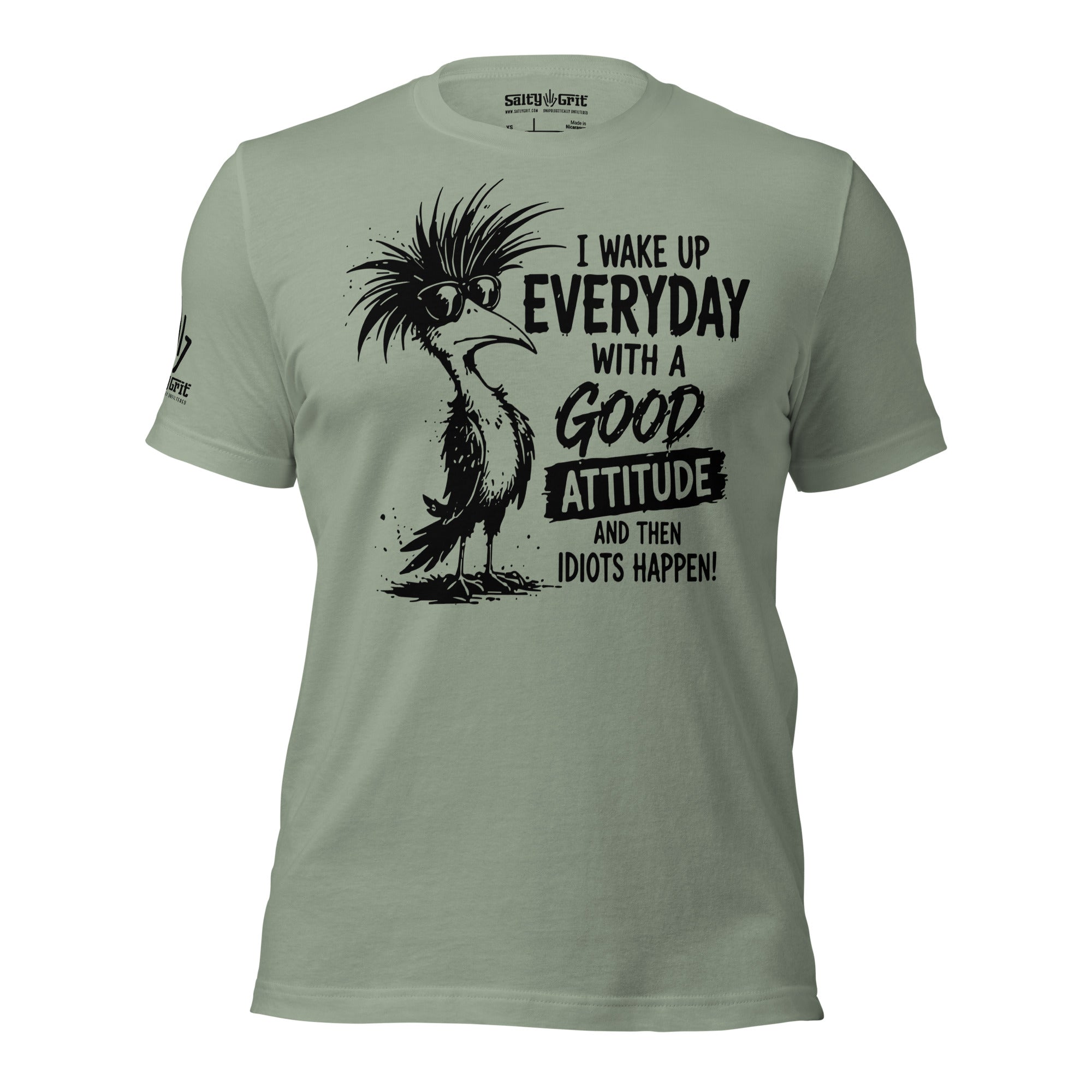 Graphic tee with blunt sarcastic humor and cuckoo bird illustration