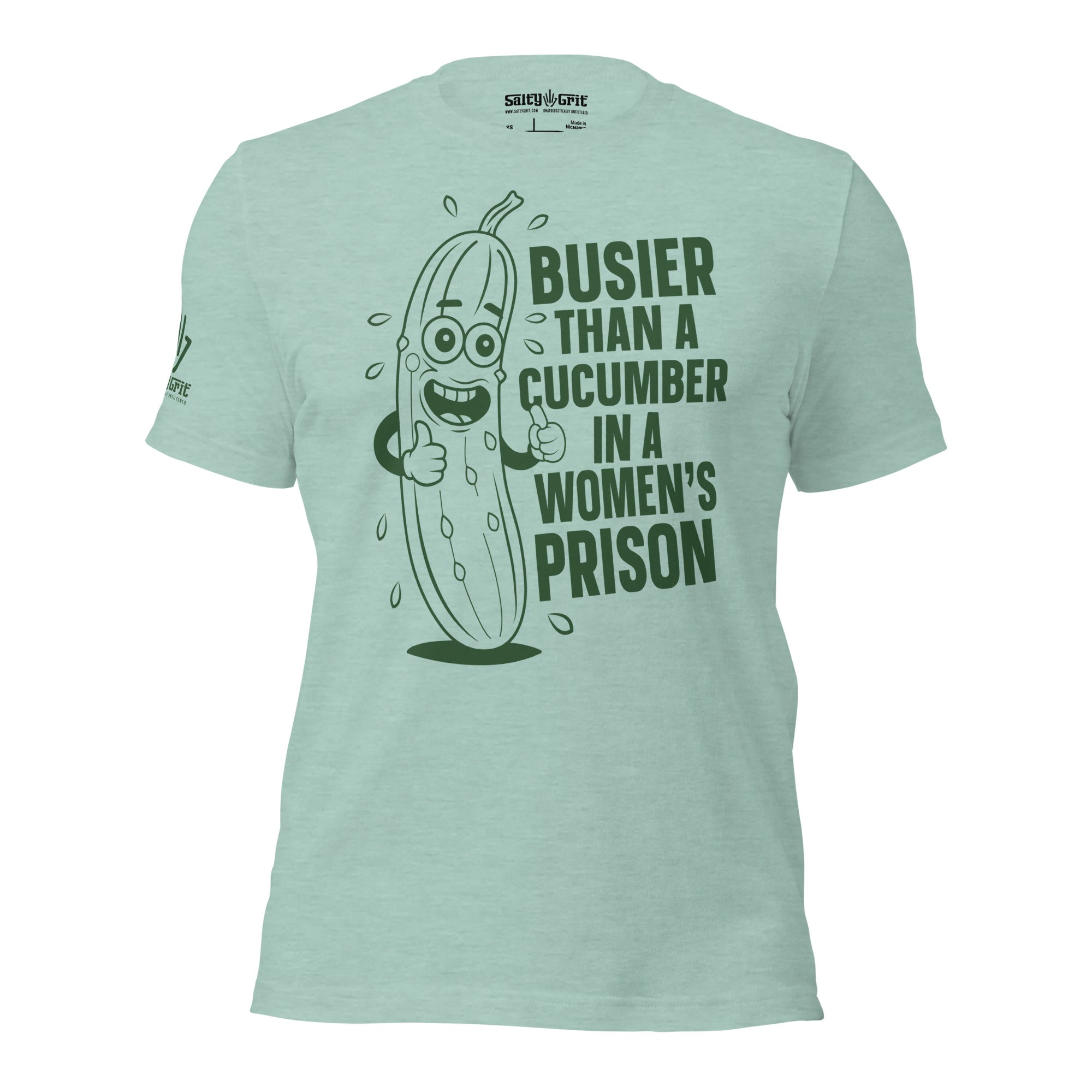 Funny shirt with cucumber graphic and offensive humor text