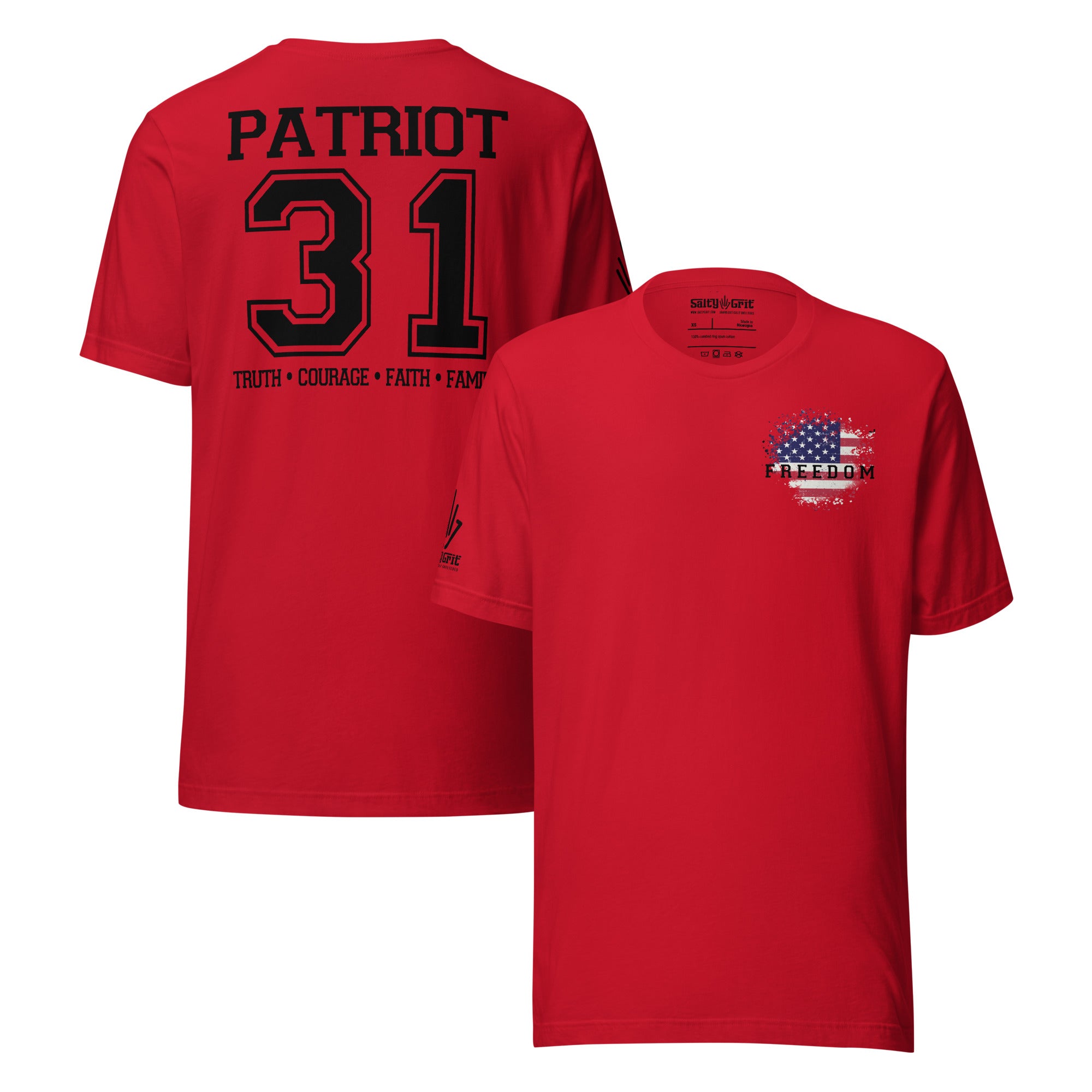 Patriot 31 shirt with Truth Courage Faith Family tribute