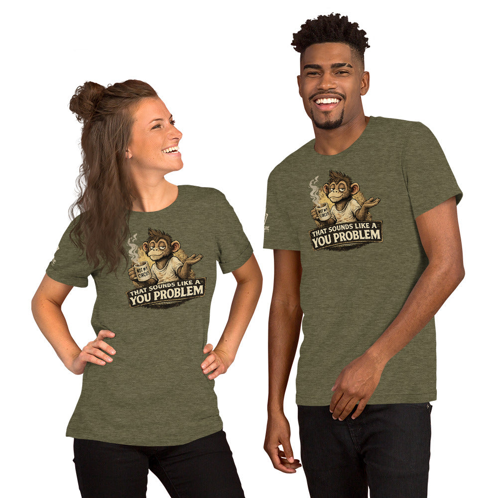 Coffee lover graphic tee with sarcastic monkey illustration
