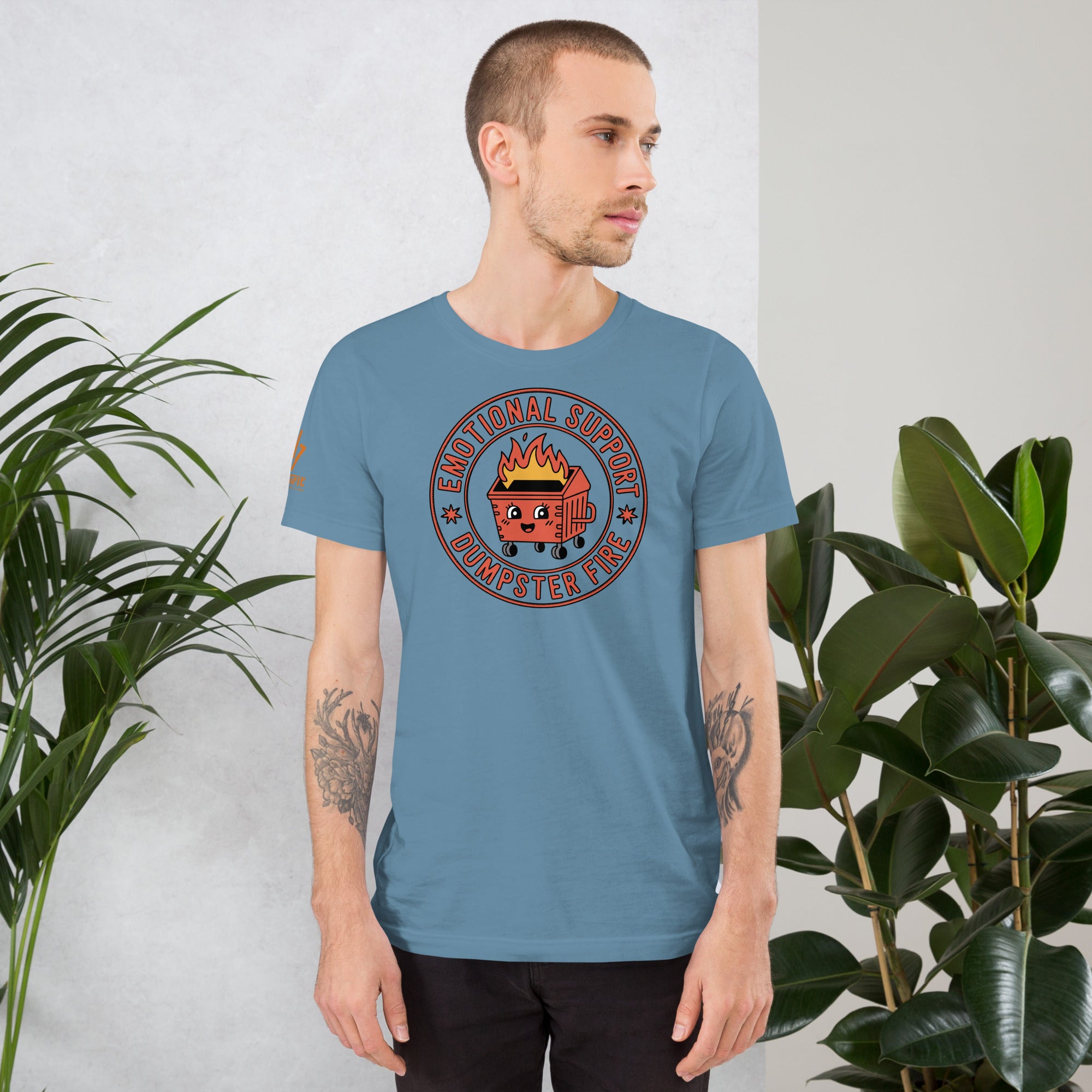 Emotional Support Dumpster Fire graphic t-shirt funny humor