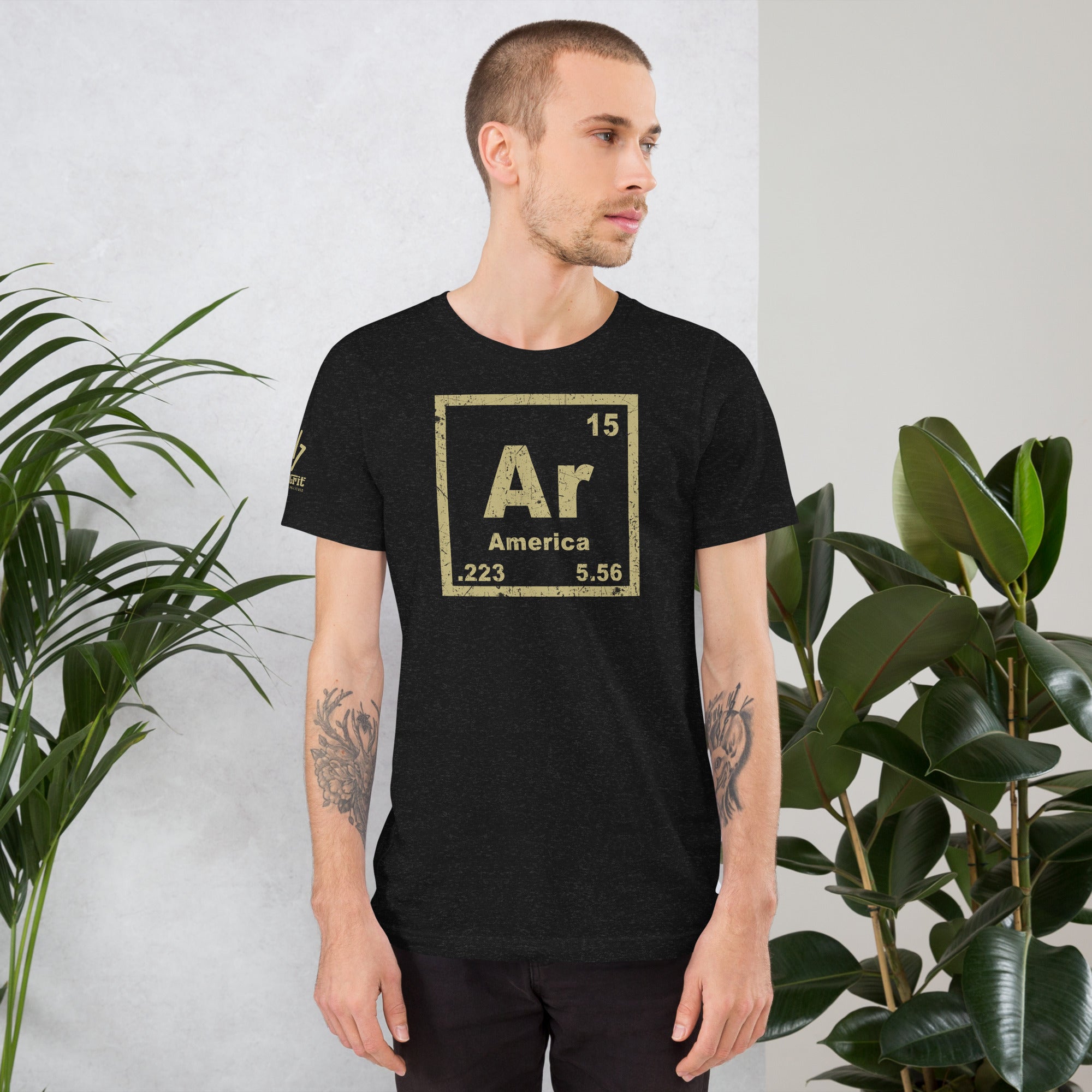 Funny gun rights shirt featuring 5.56 and 2.23 periodic table design