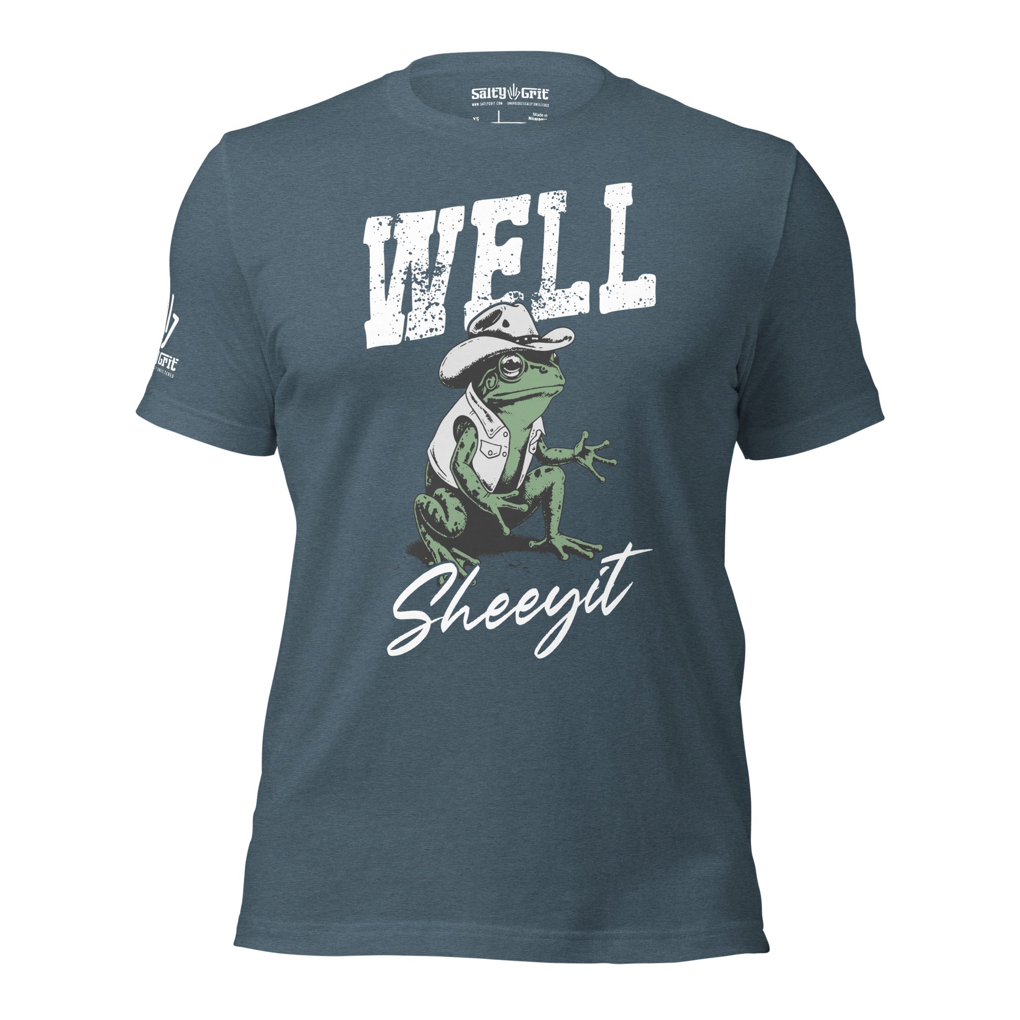 Funny country humor shirt featuring a cowboy frog