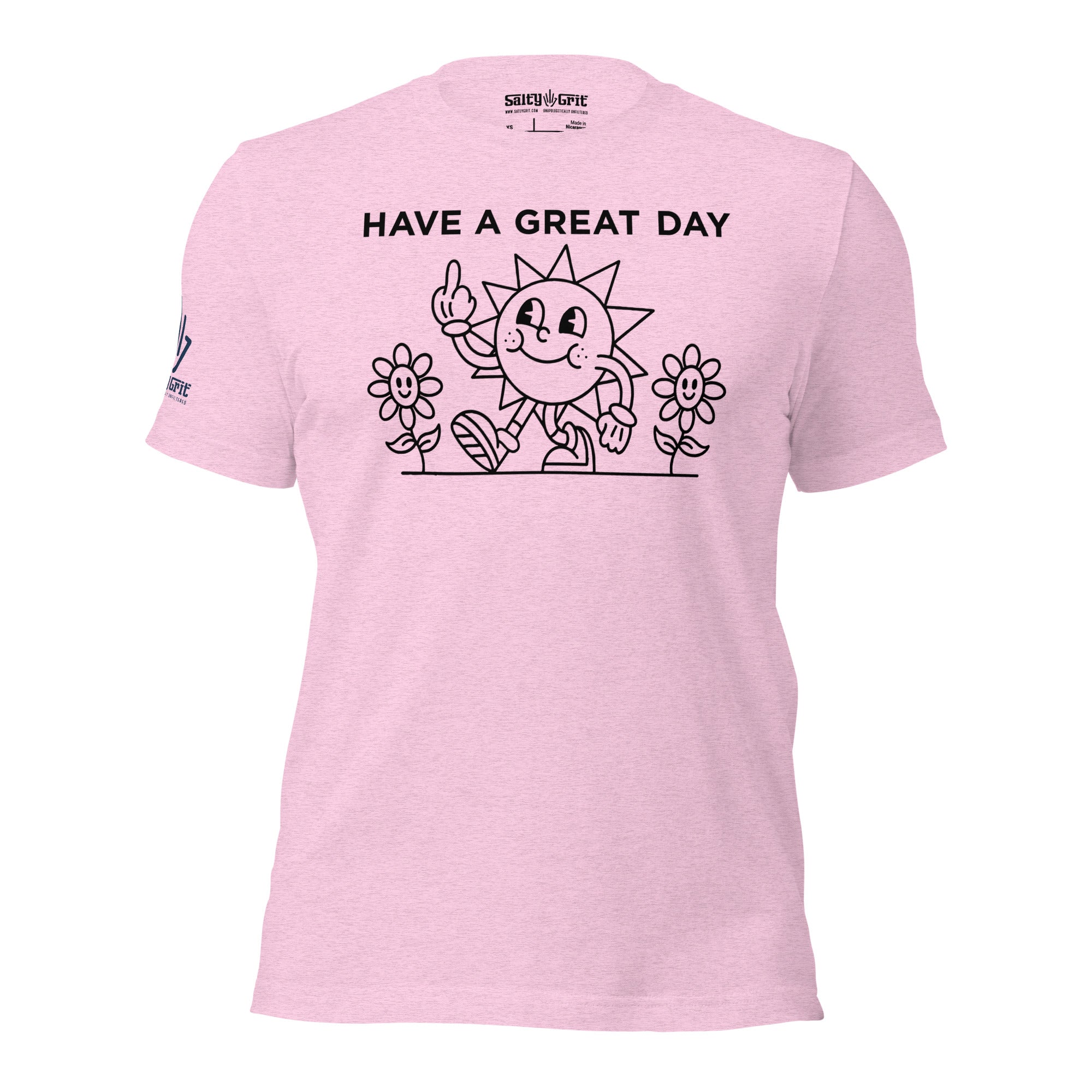 Funny sarcastic coworker shirt featuring a sun giving the middle finger