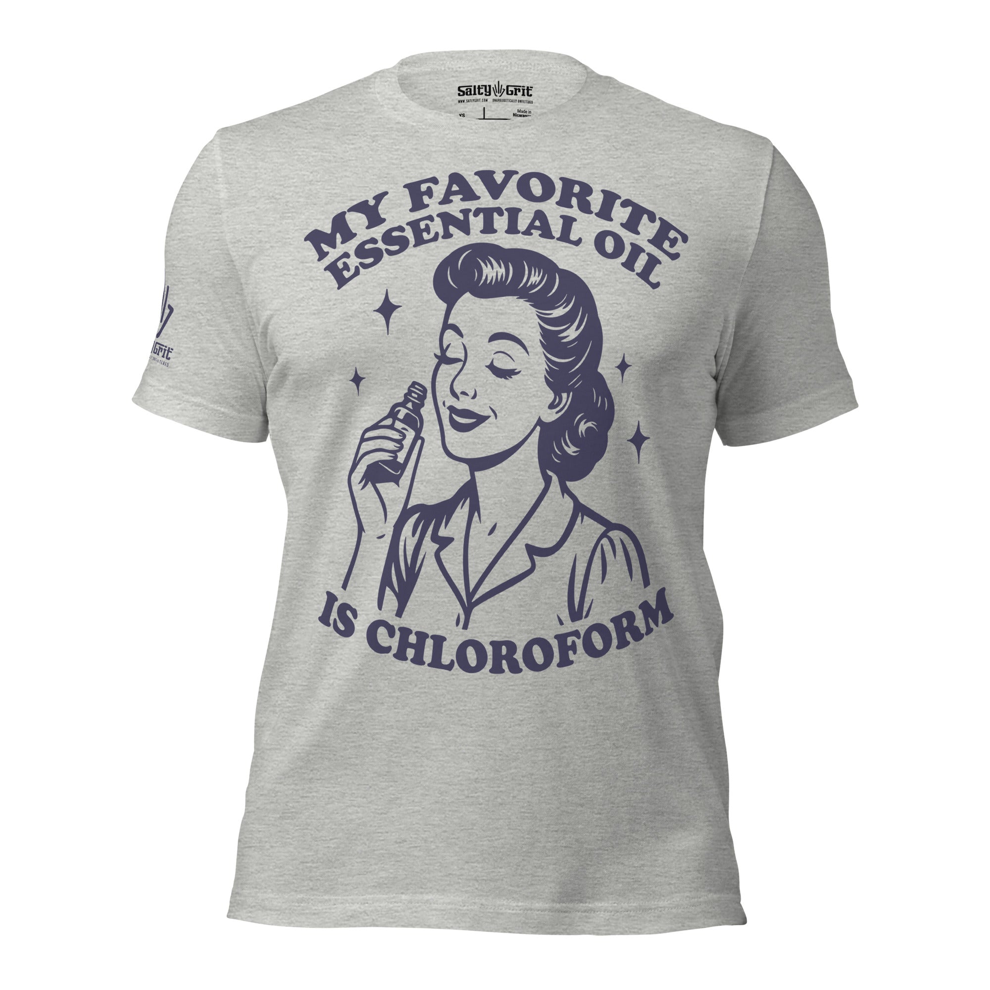 Funny sarcastic graphic tee chloroform essential oil joke