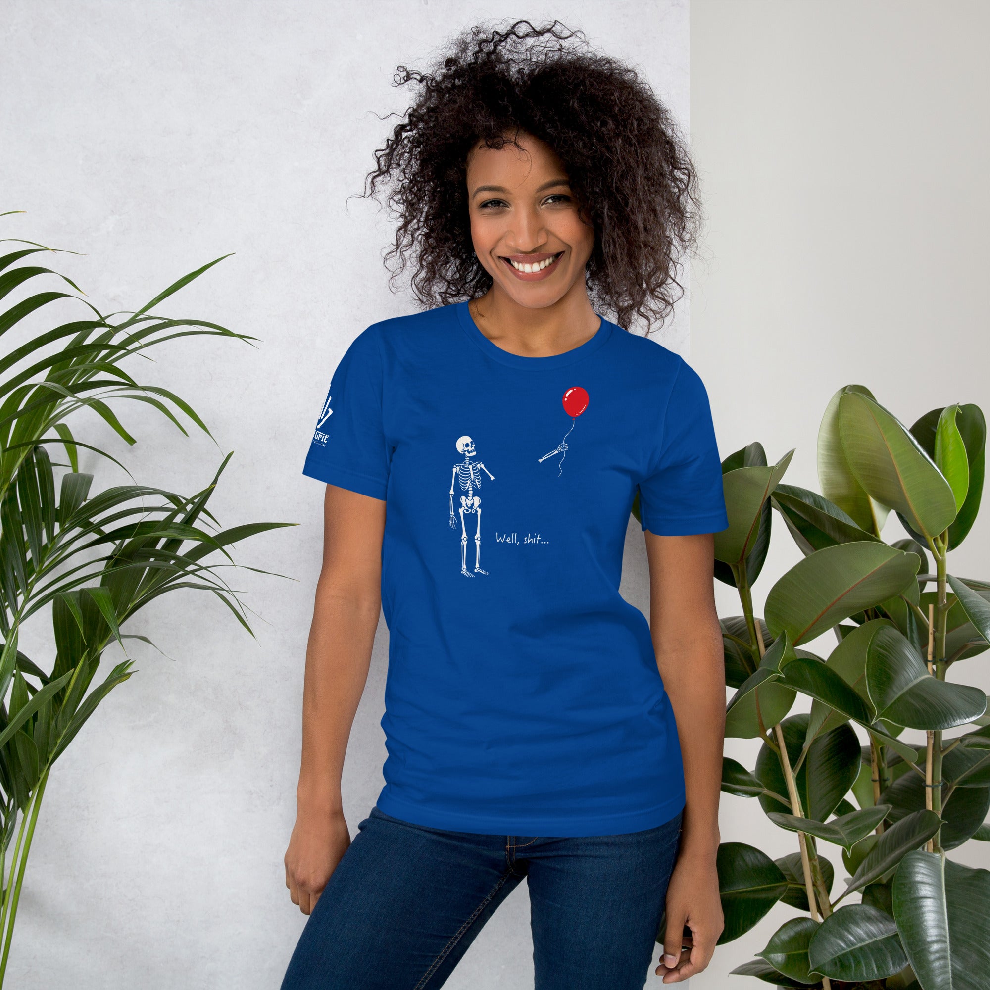 Funny gift shirt for dark humor fans featuring skeleton and balloon