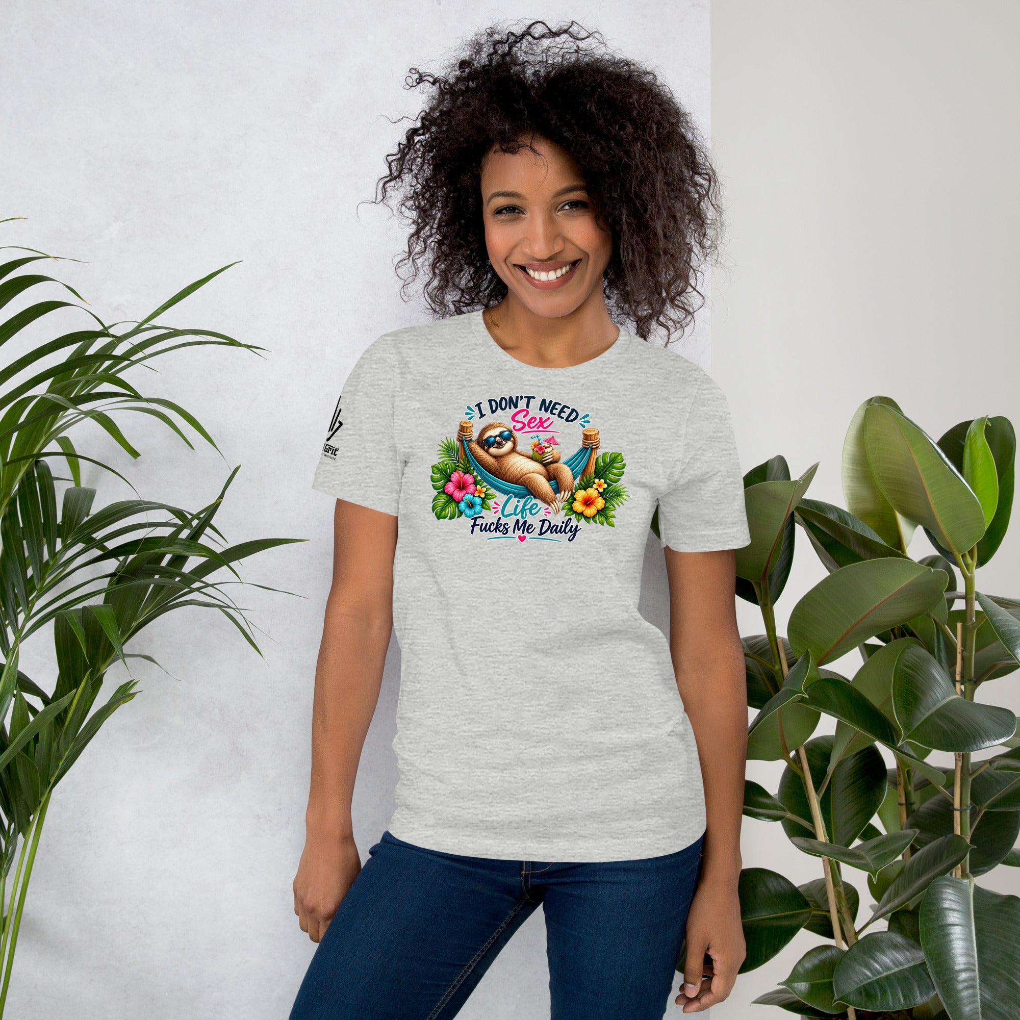Funny gift shirt for sloth lovers featuring a relaxed sloth in a hammock