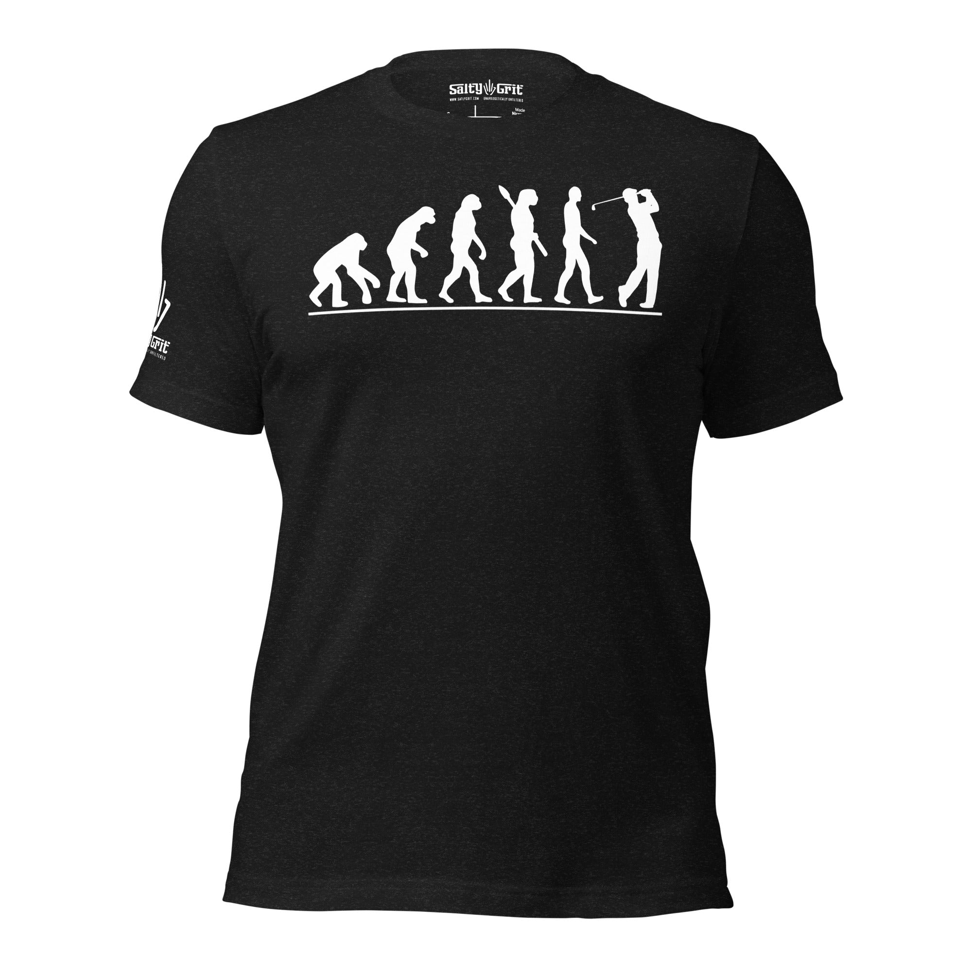 Funny evolution of golfer shirt for men with sarcastic humor