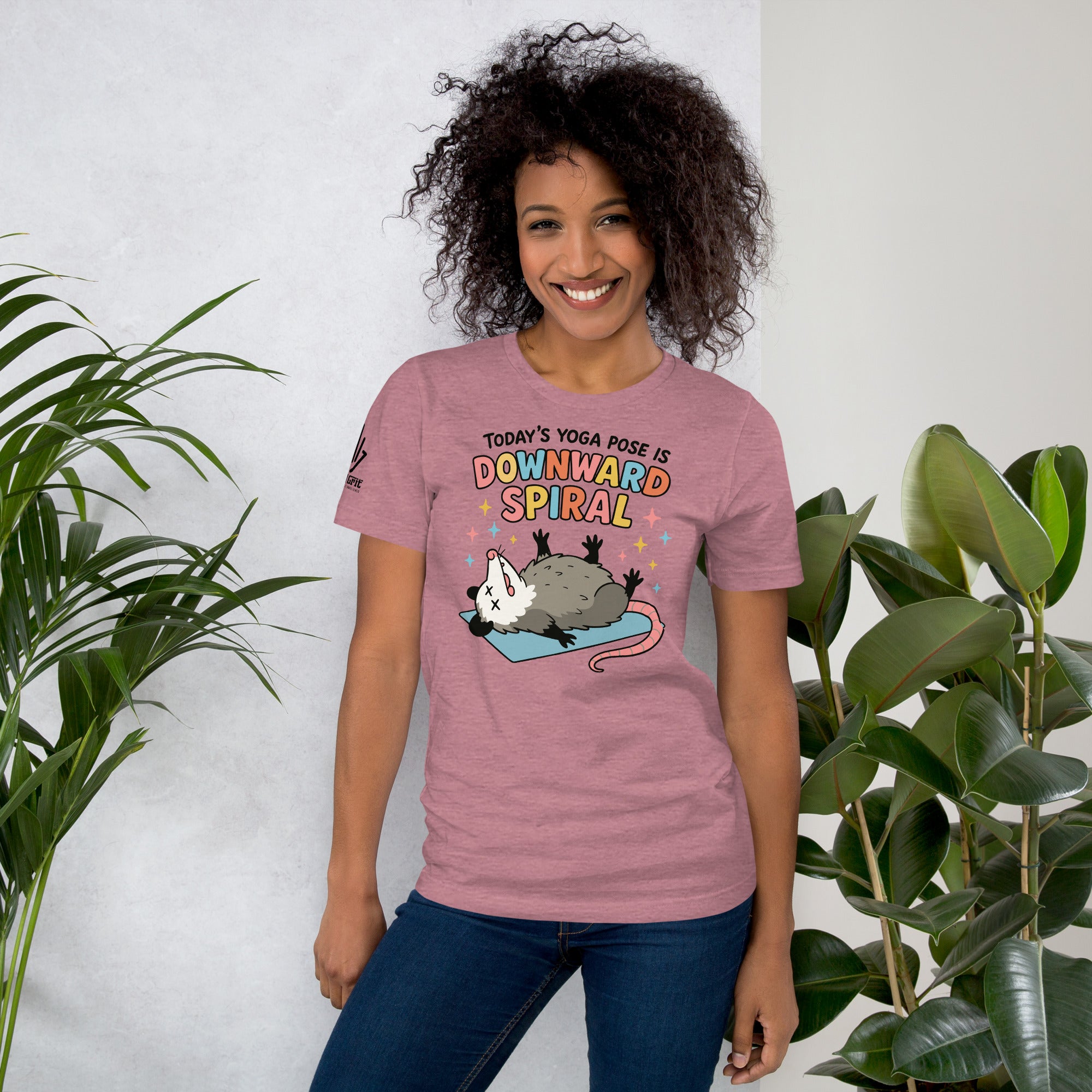 Opossum graphic tee with yoga humor and sarcasm