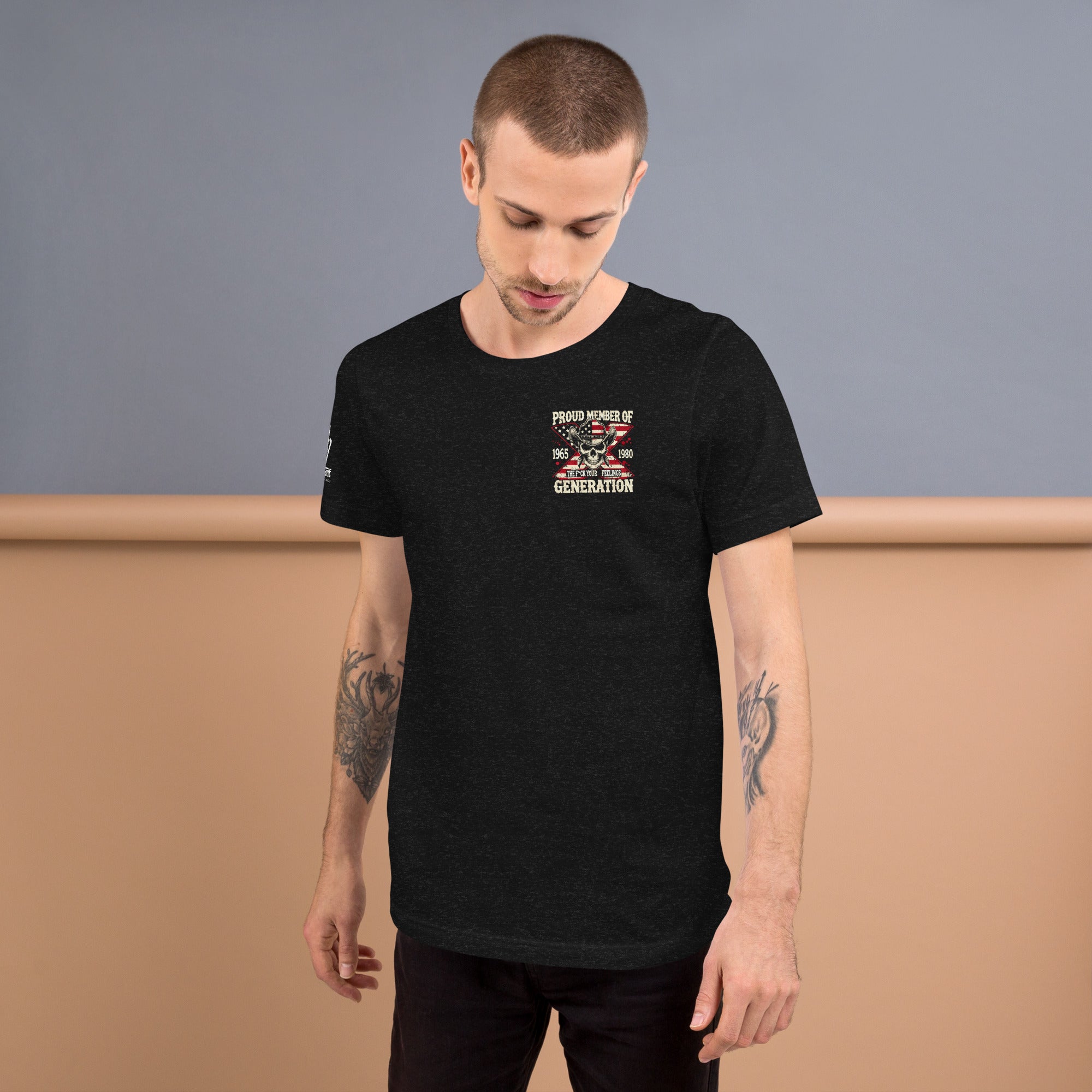 Women’s sarcastic graphic tee with cowboy skeleton and Gen X attitude