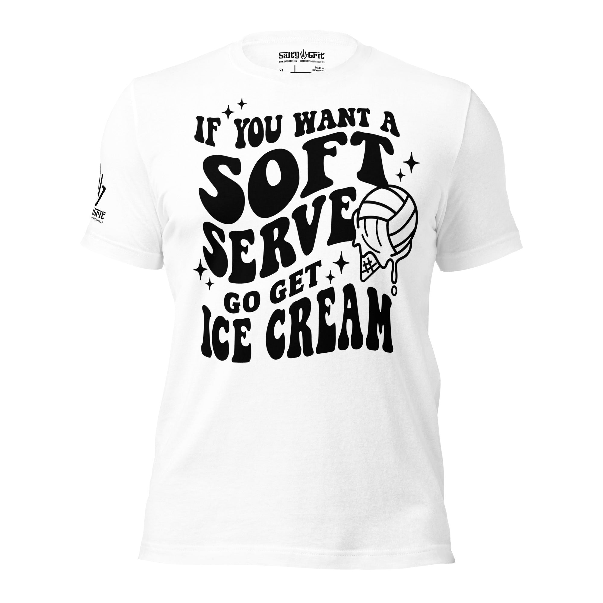 Funny volleyball shirt with sarcastic saying If You Want Soft Serve