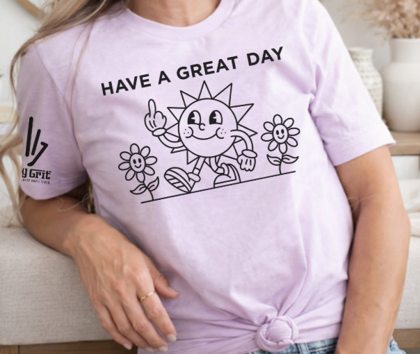 Funny sarcastic shirt with a sun giving the middle finger