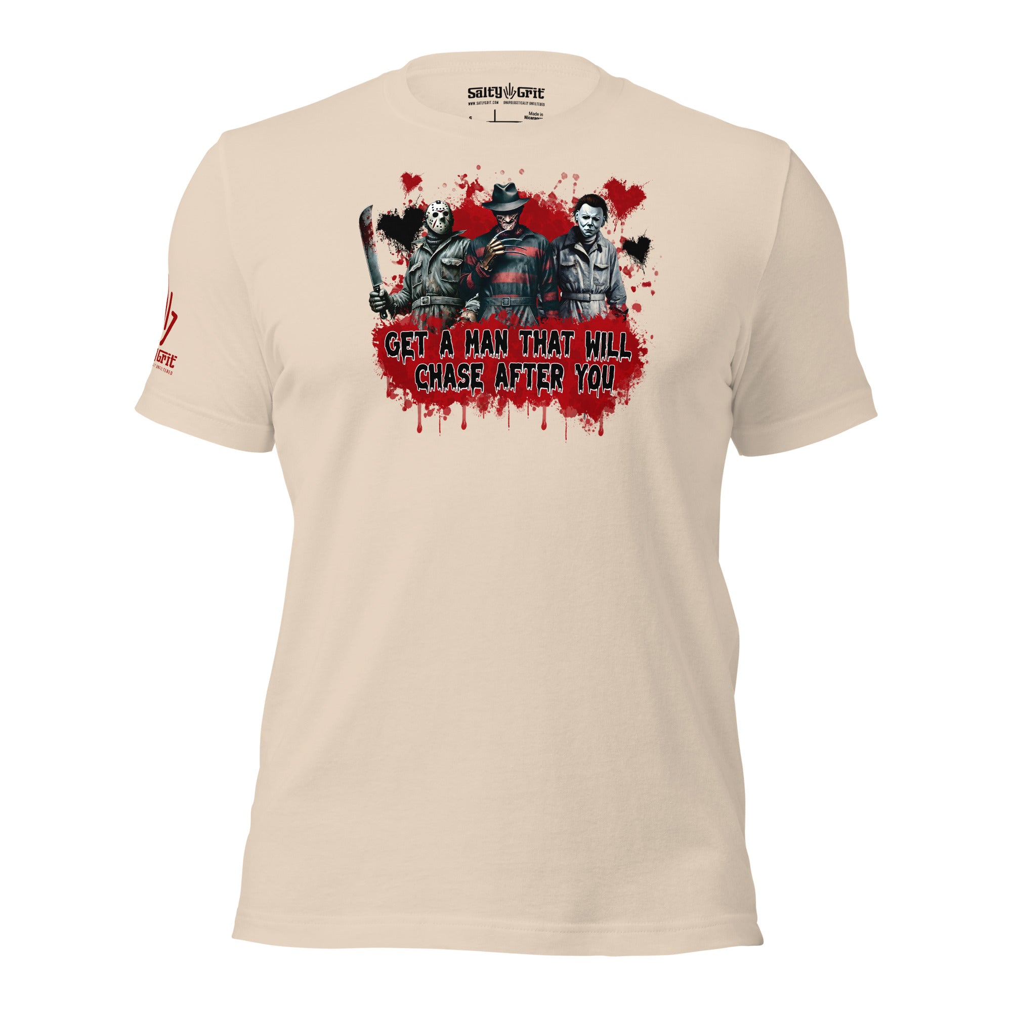 Offensive humor Halloween t-shirt featuring Freddy Krueger, Michael Myers, Jason Voorhees, and sarcastic text