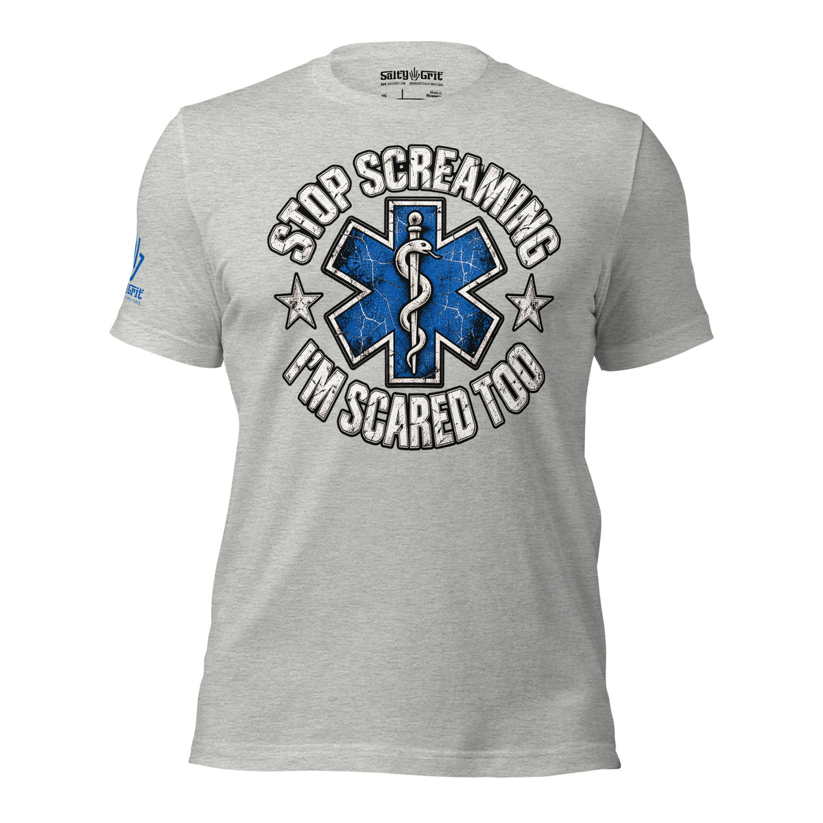 Paramedic humor shirt graphic with a sarcastic saying for emergency medical workers.