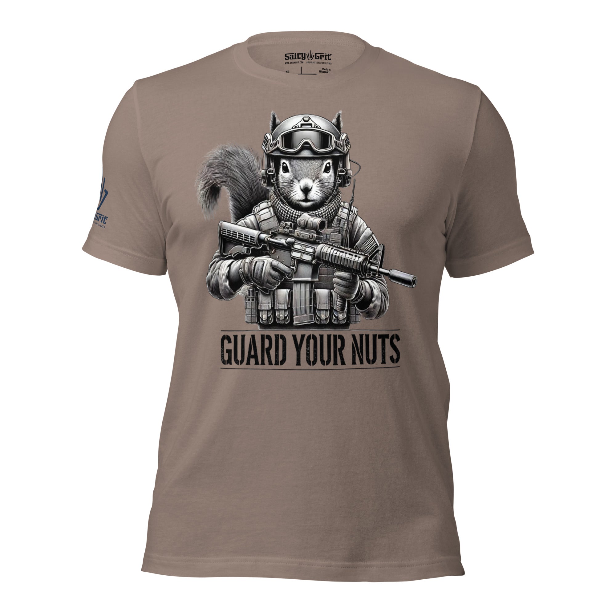Funny Guard Your Nuts shirt with tactical squirrel holding AR