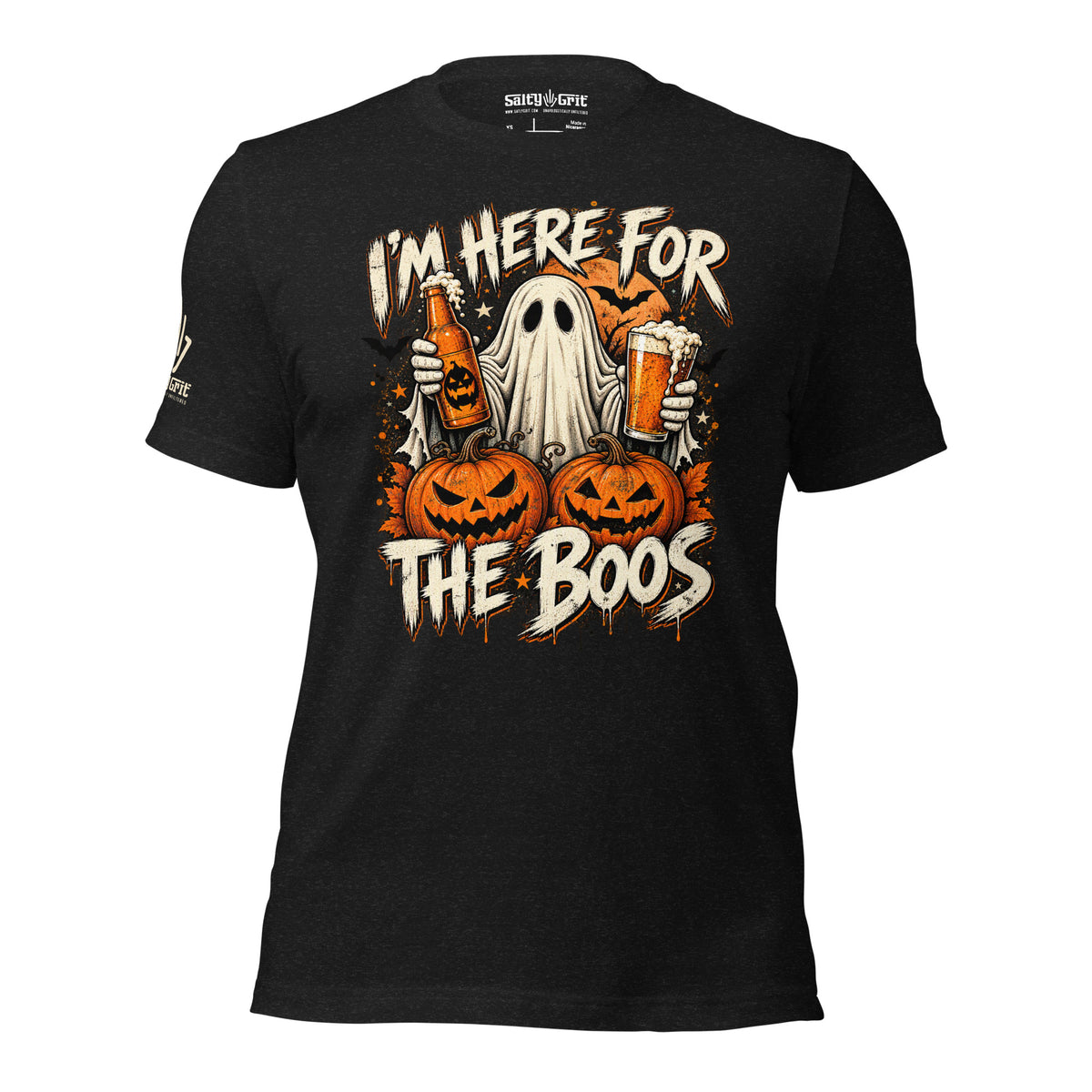 Halloween beer shirt for adults with a ghost holding two beers