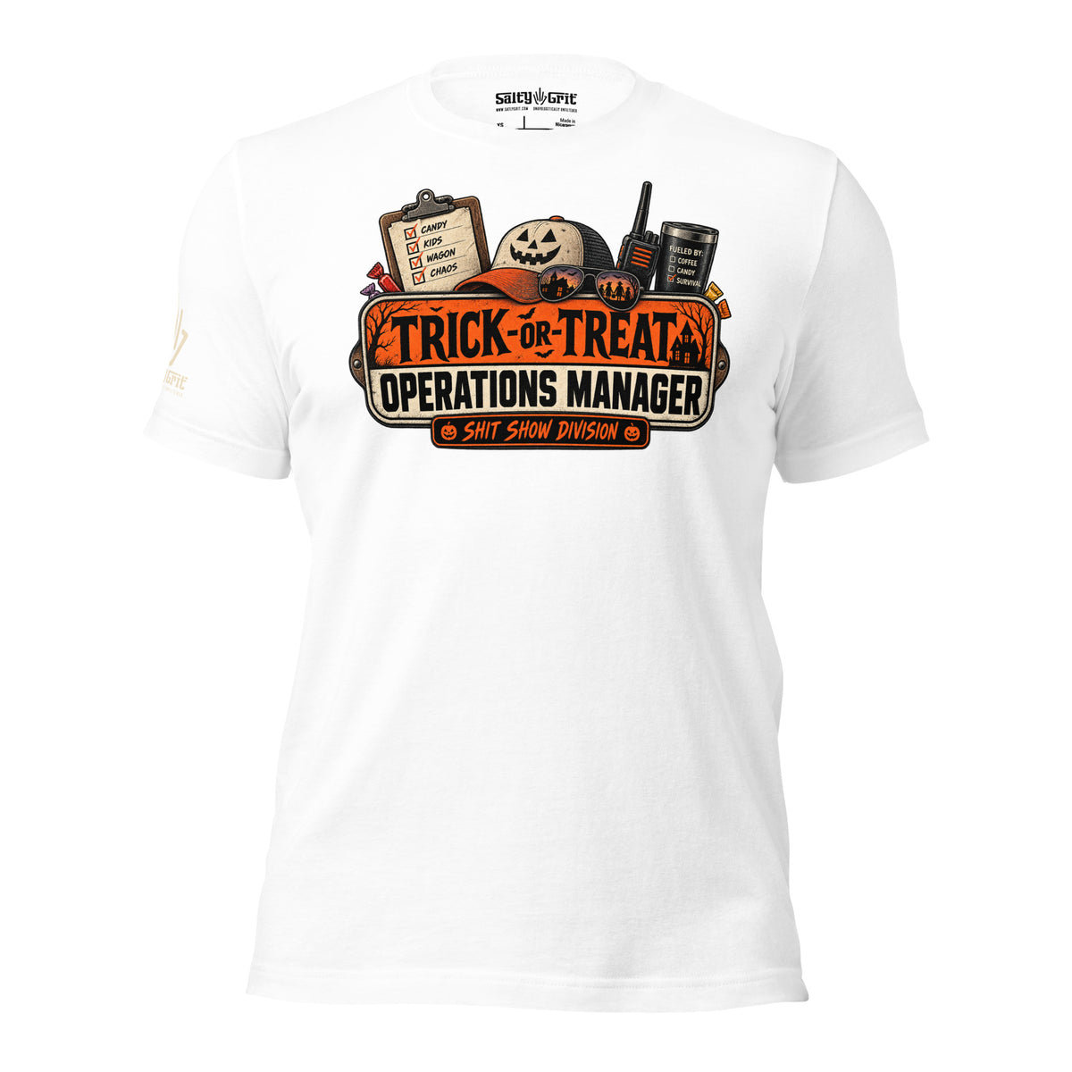 Funny Halloween mom shirt featuring Trick or Treat Operations Manager design