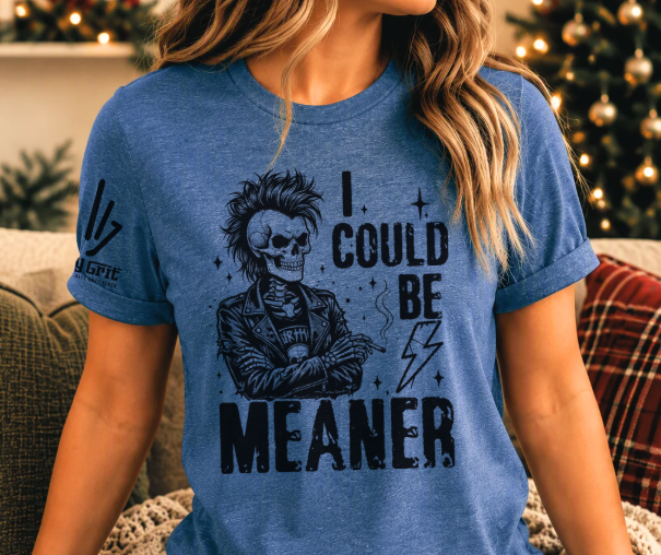 Sarcastic skeleton shirt featuring a mohawk and leather jacket