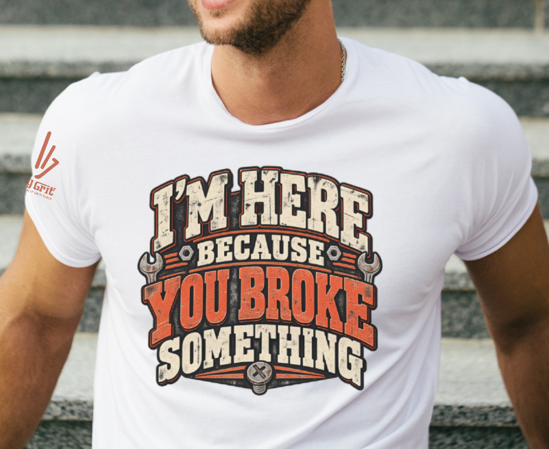 Mechanic humor shirt design featuring bold lettering, wrenches, and screws.