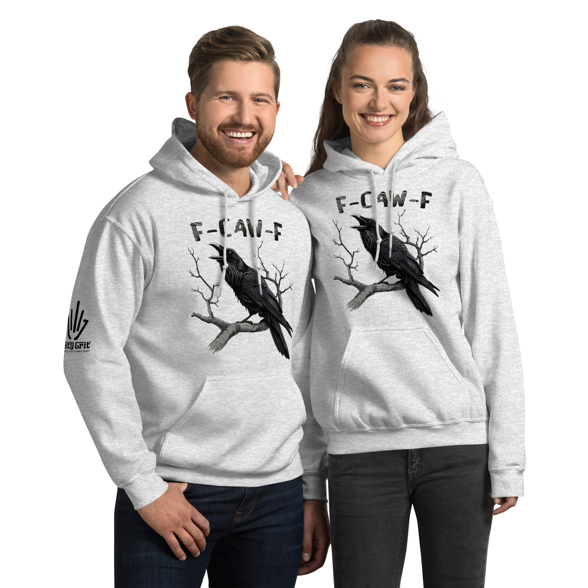 Inappropriate humor hoodie with F-Caw-F crow