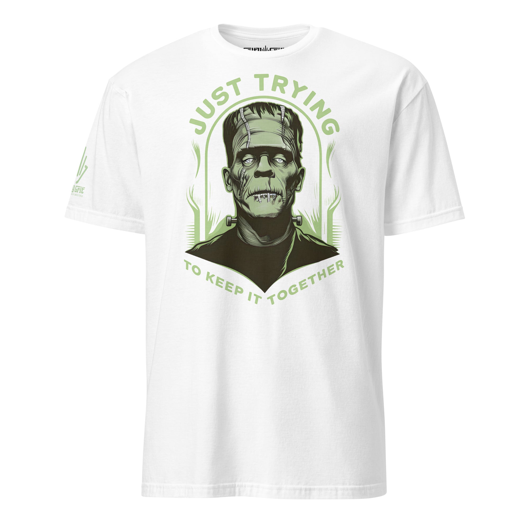 Novelty sarcastic Frankenstein t-shirt for Halloween season