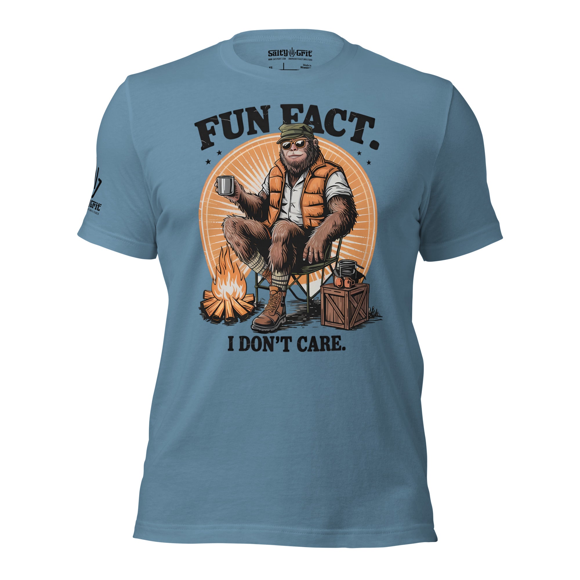 Offensive humor t-shirt featuring camping Bigfoot artwork