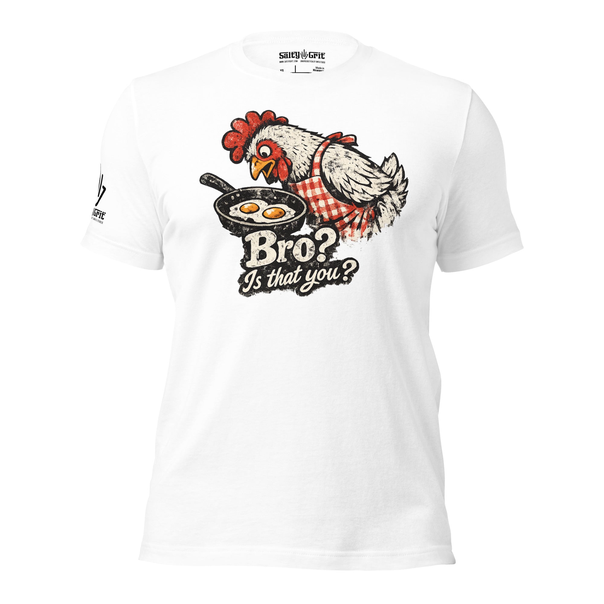 Offensive humor graphic tee with sarcastic chicken artwork