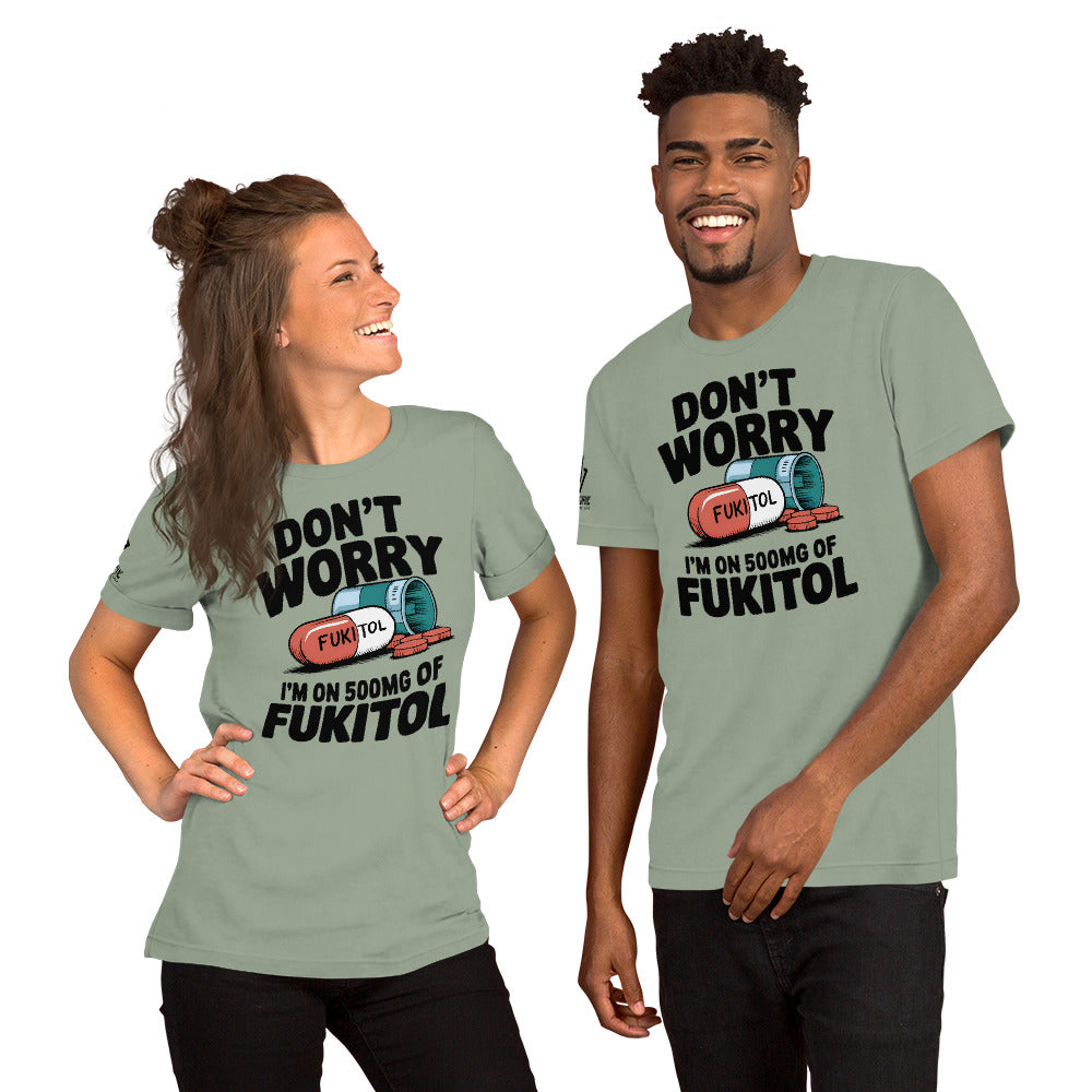 Offensive humor shirt featuring tipped-over pill bottle illustration