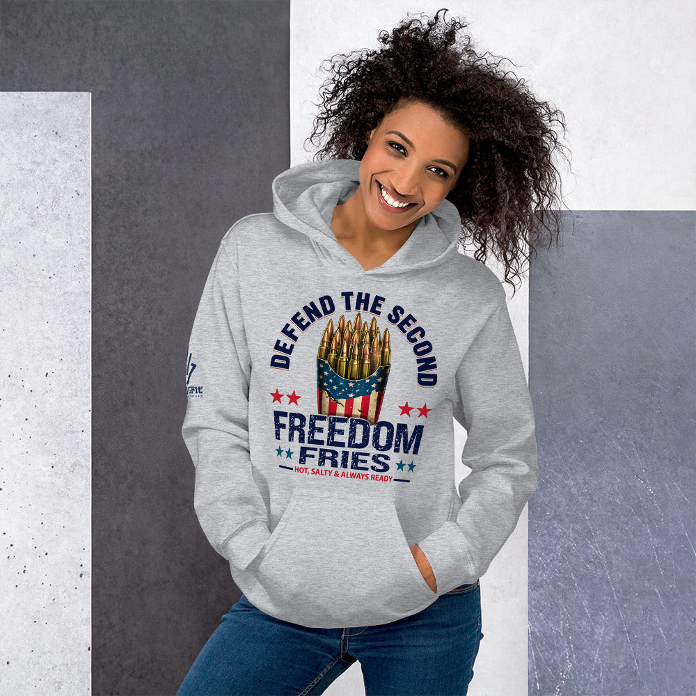 Patriot hoodie featuring bullets in fry box design