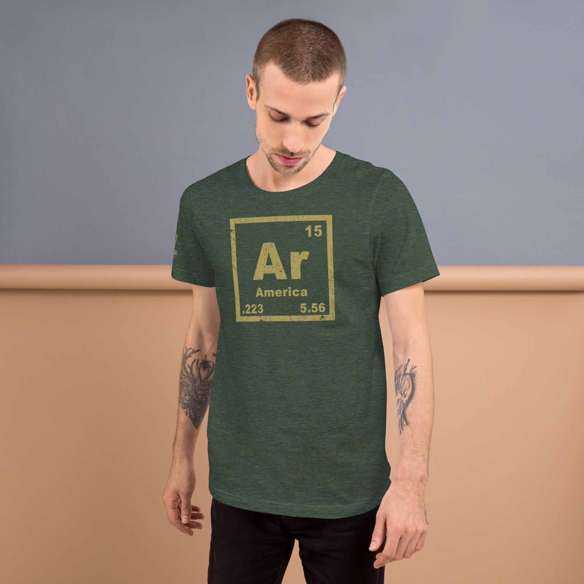 Funny Second Amendment shirt with sarcastic AR-15 periodic design