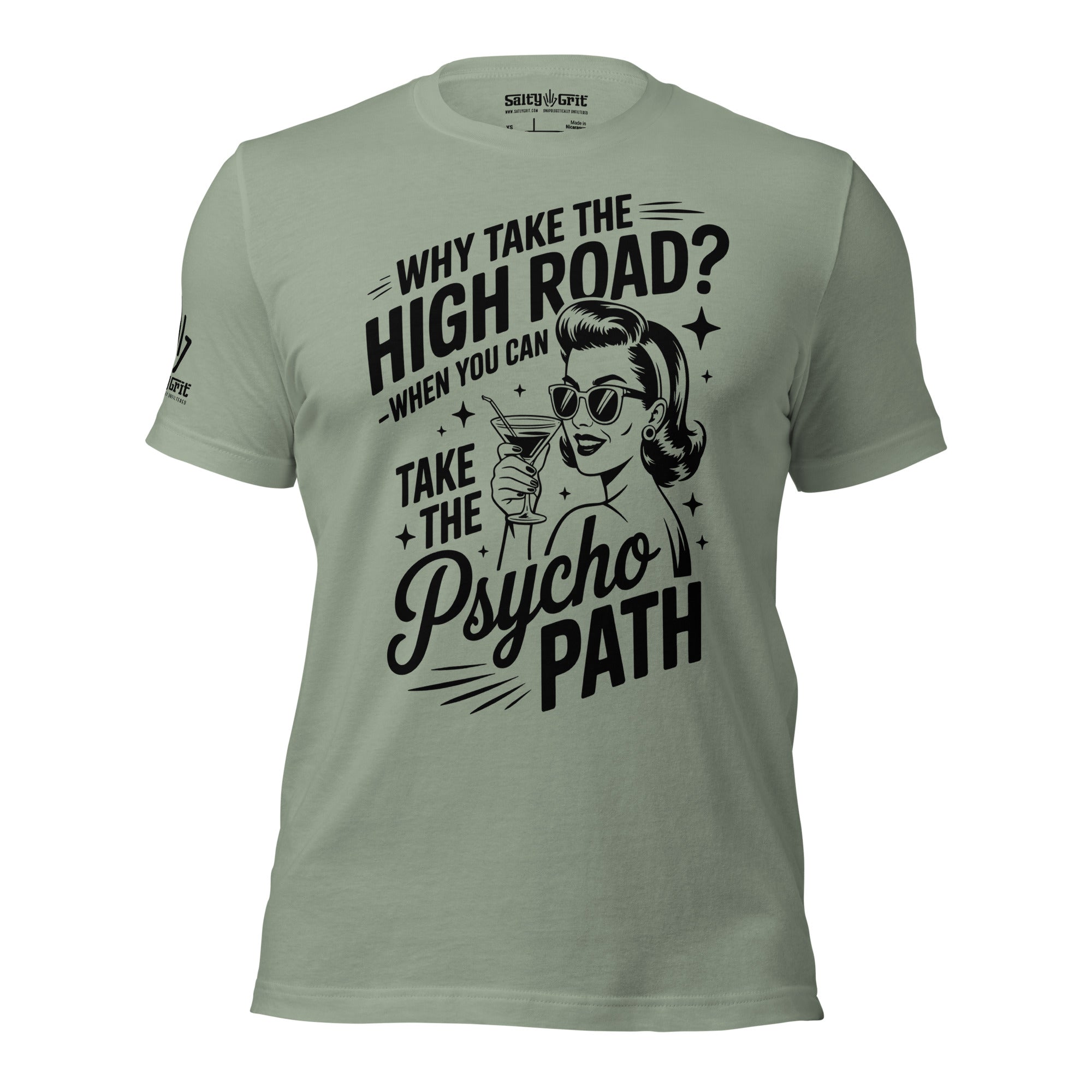 T-shirt with a woman holding a martini and sarcastic quote