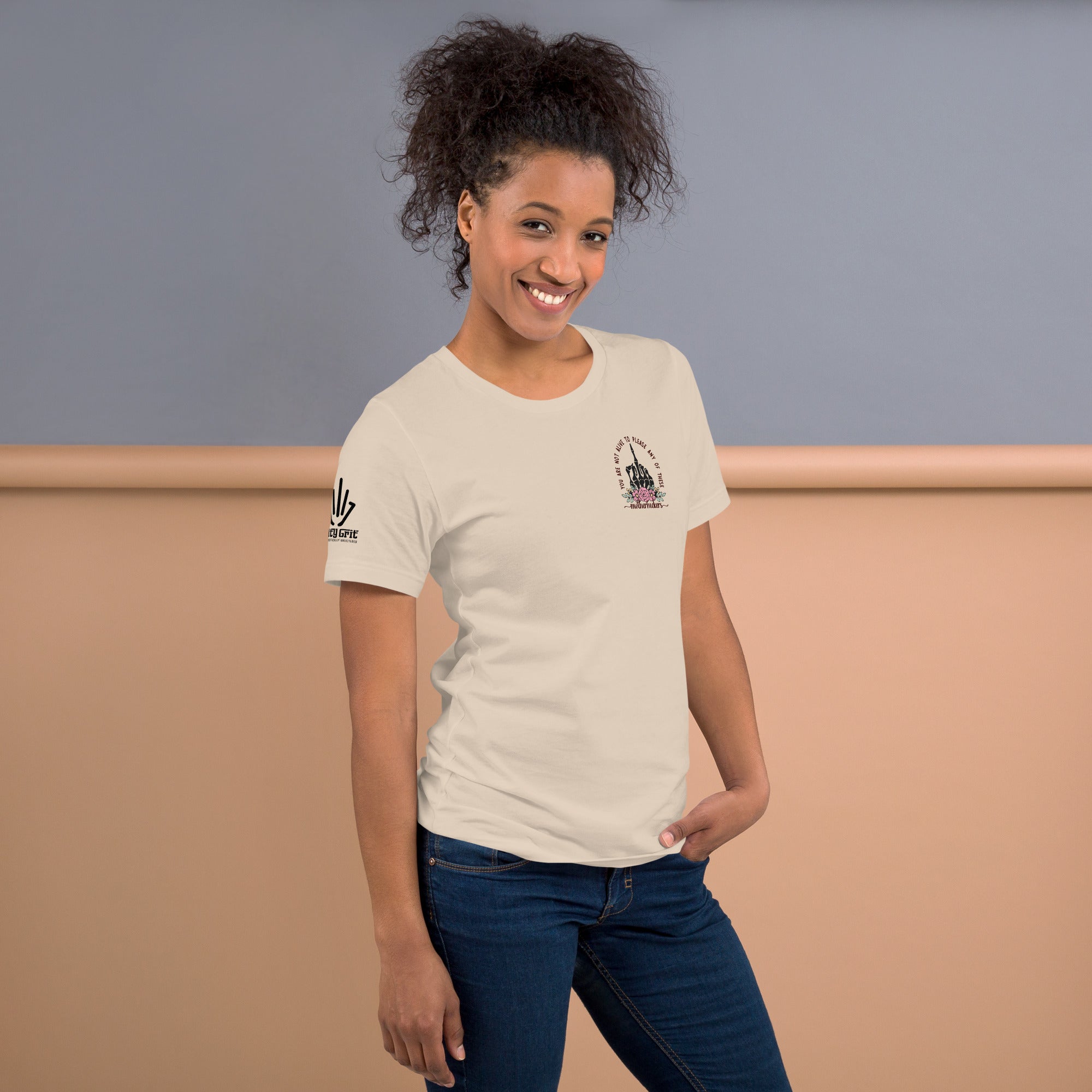 Rebellious skeleton graphic tee with sarcastic saying