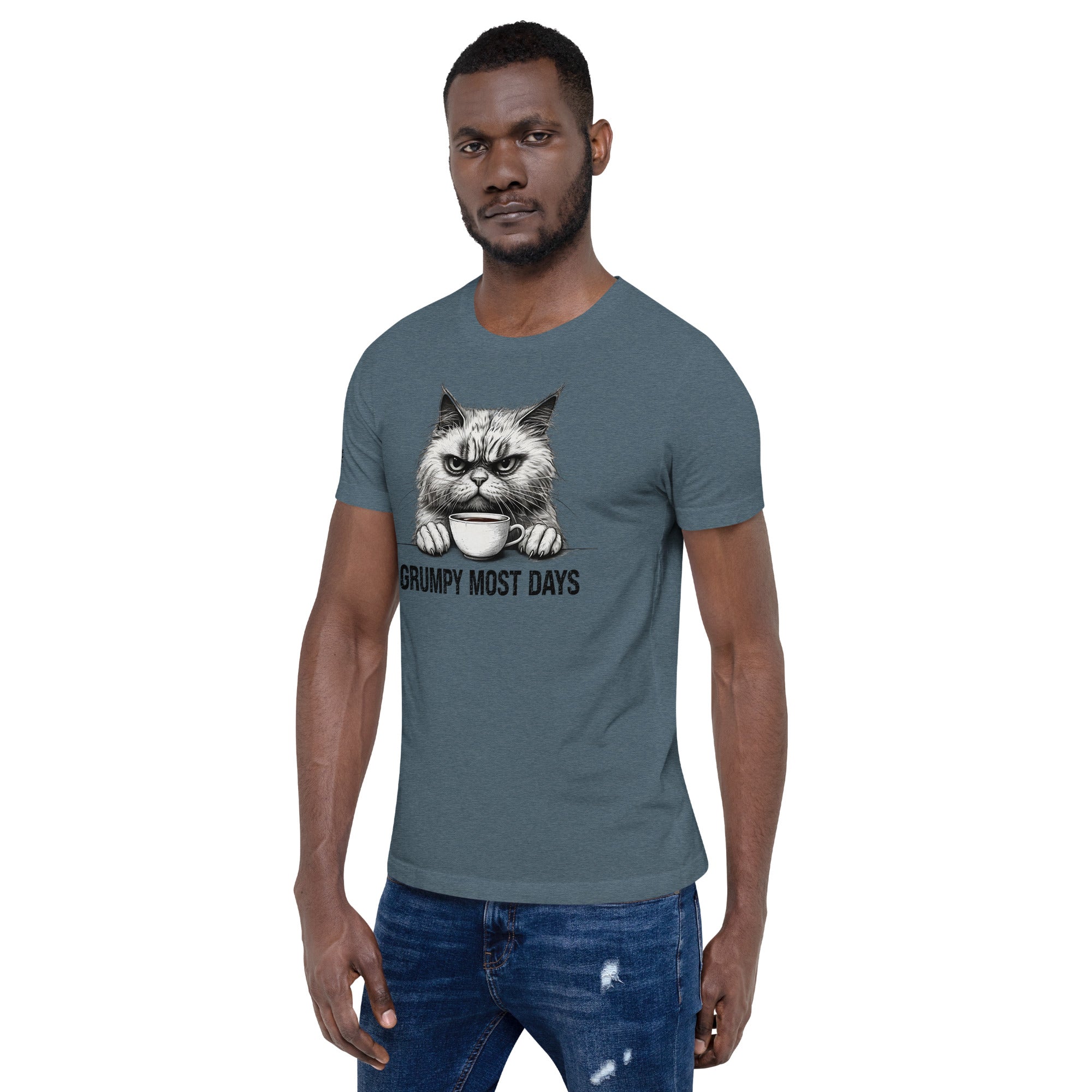 Sarcastic t-shirt with grumpy cat coffee design