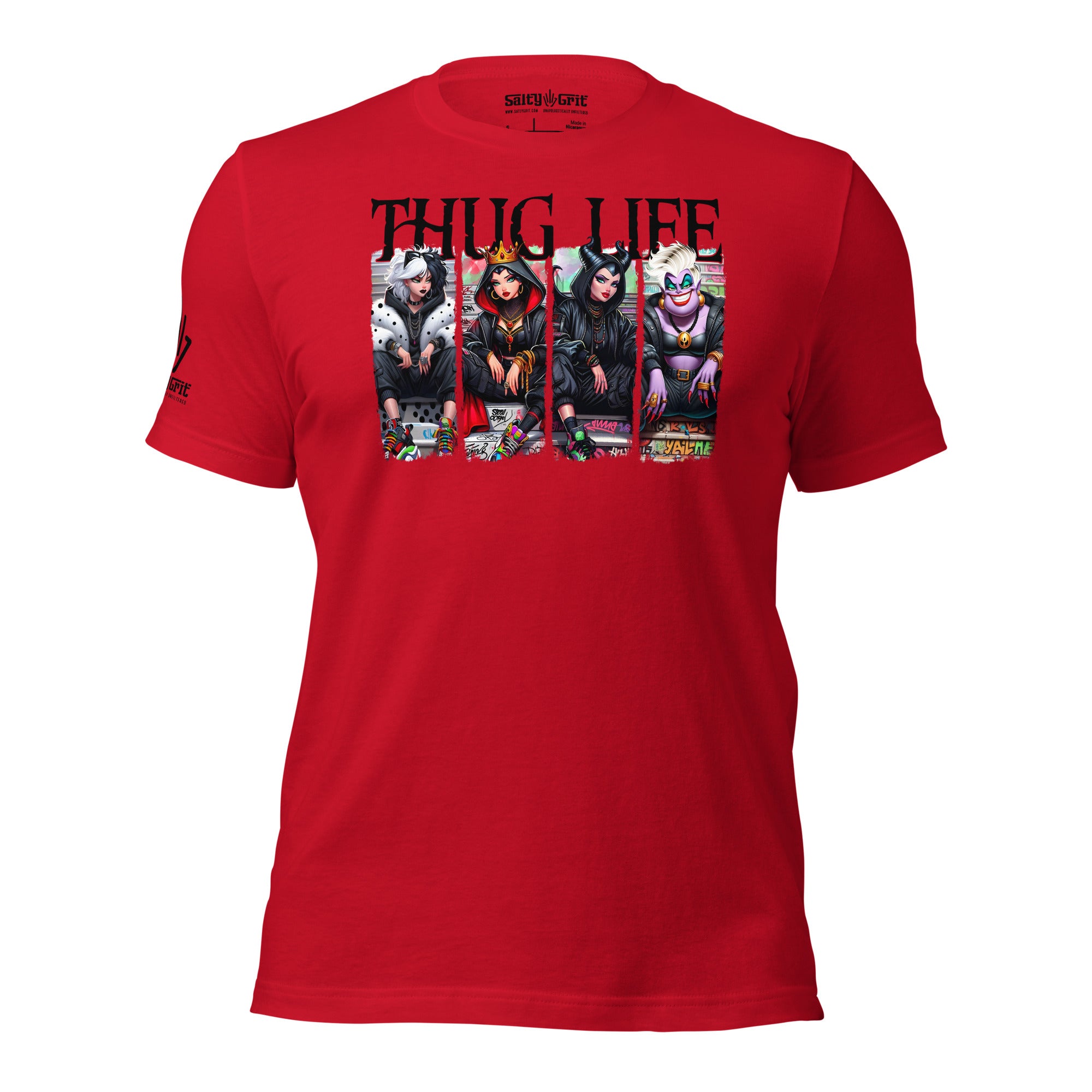 Sarcastic Halloween t-shirt featuring Disney’s villain trio with thug life graphic