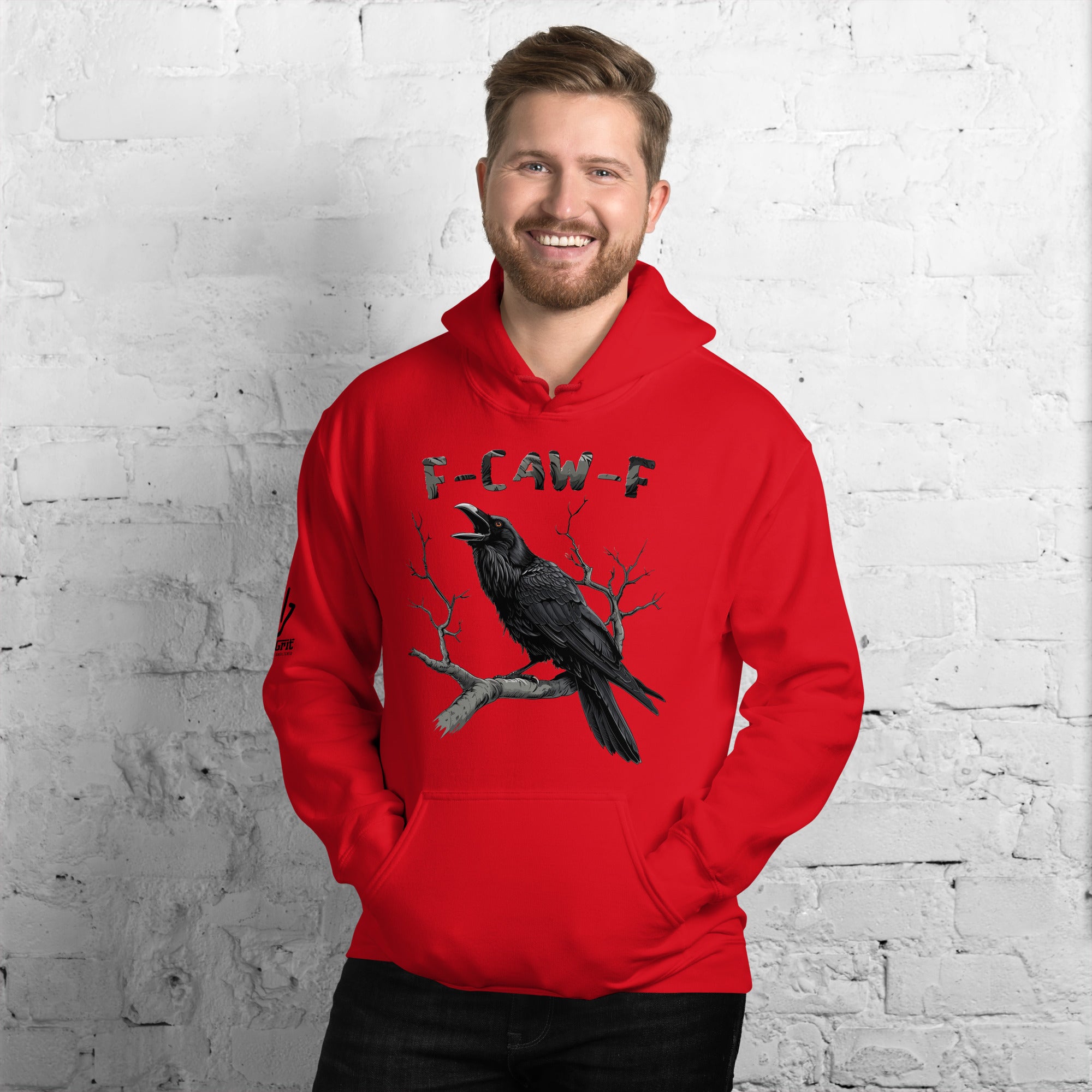 Sarcastic hoodie with crow pun F-Caw-F