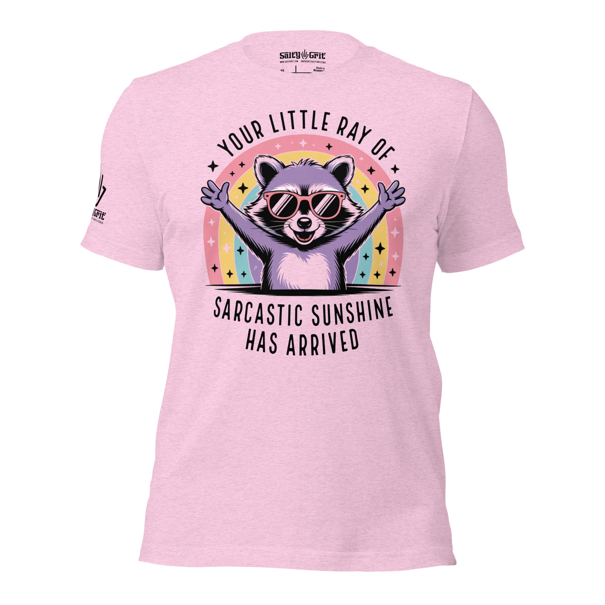 Sarcastic raccoon graphic tee with humorous attitude quote