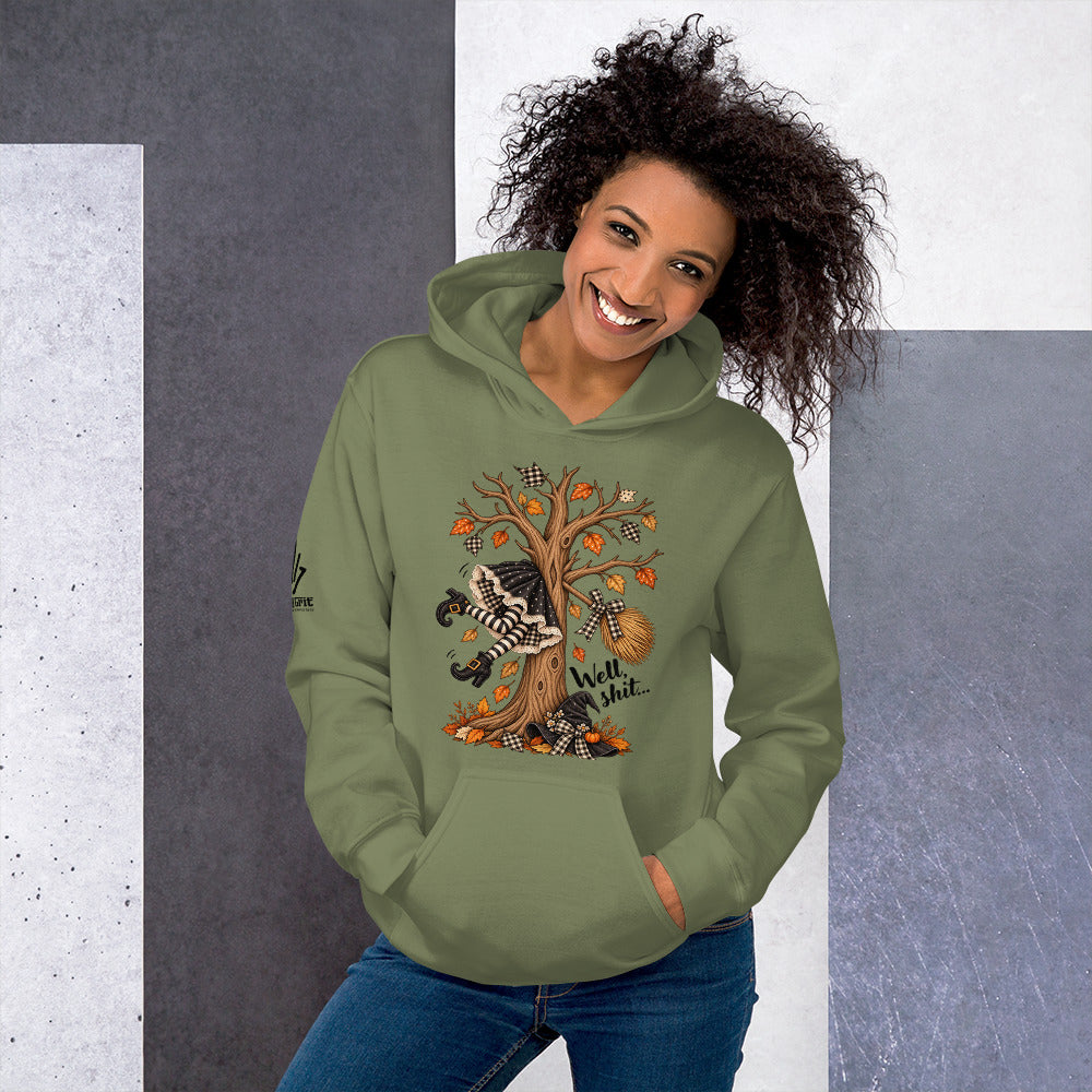 Sarcastic witch hoodie gift with funny Well Shit graphic
