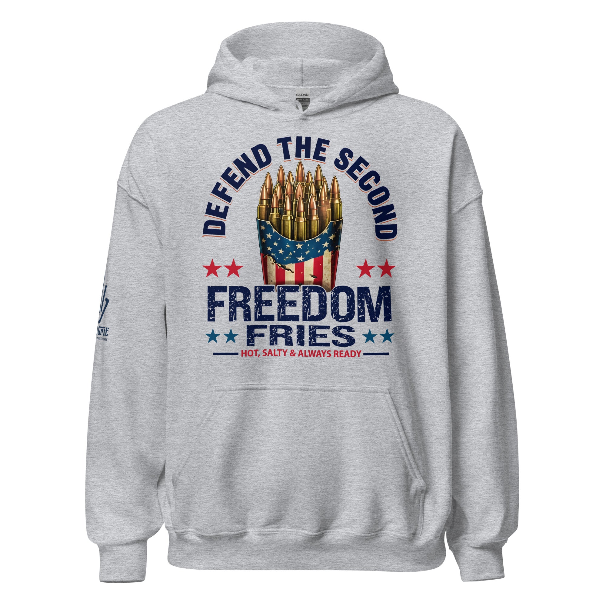 Funny hoodie with Second Amendment Freedom Fries graphic