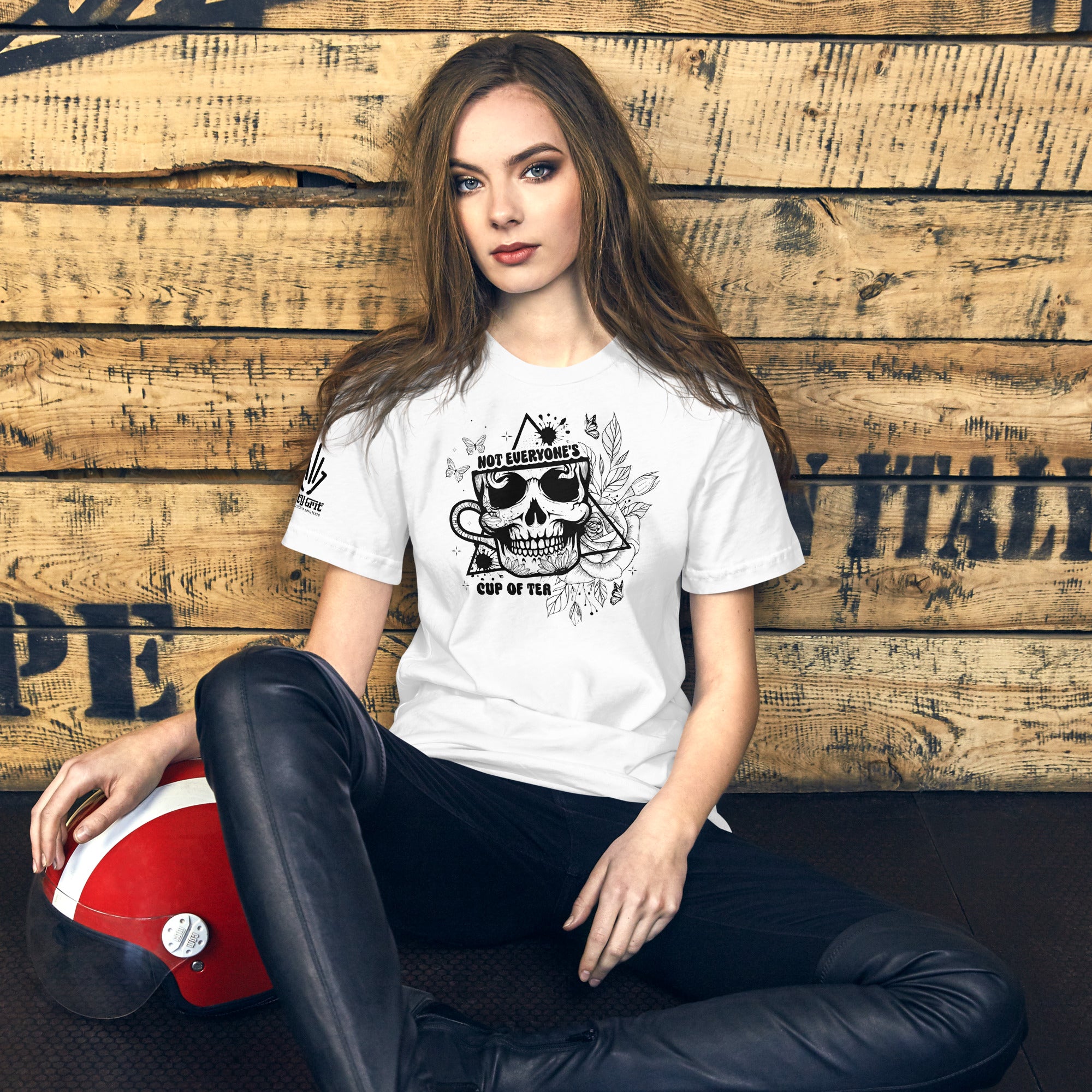 Skull mug design on sarcastic funny t-shirt
