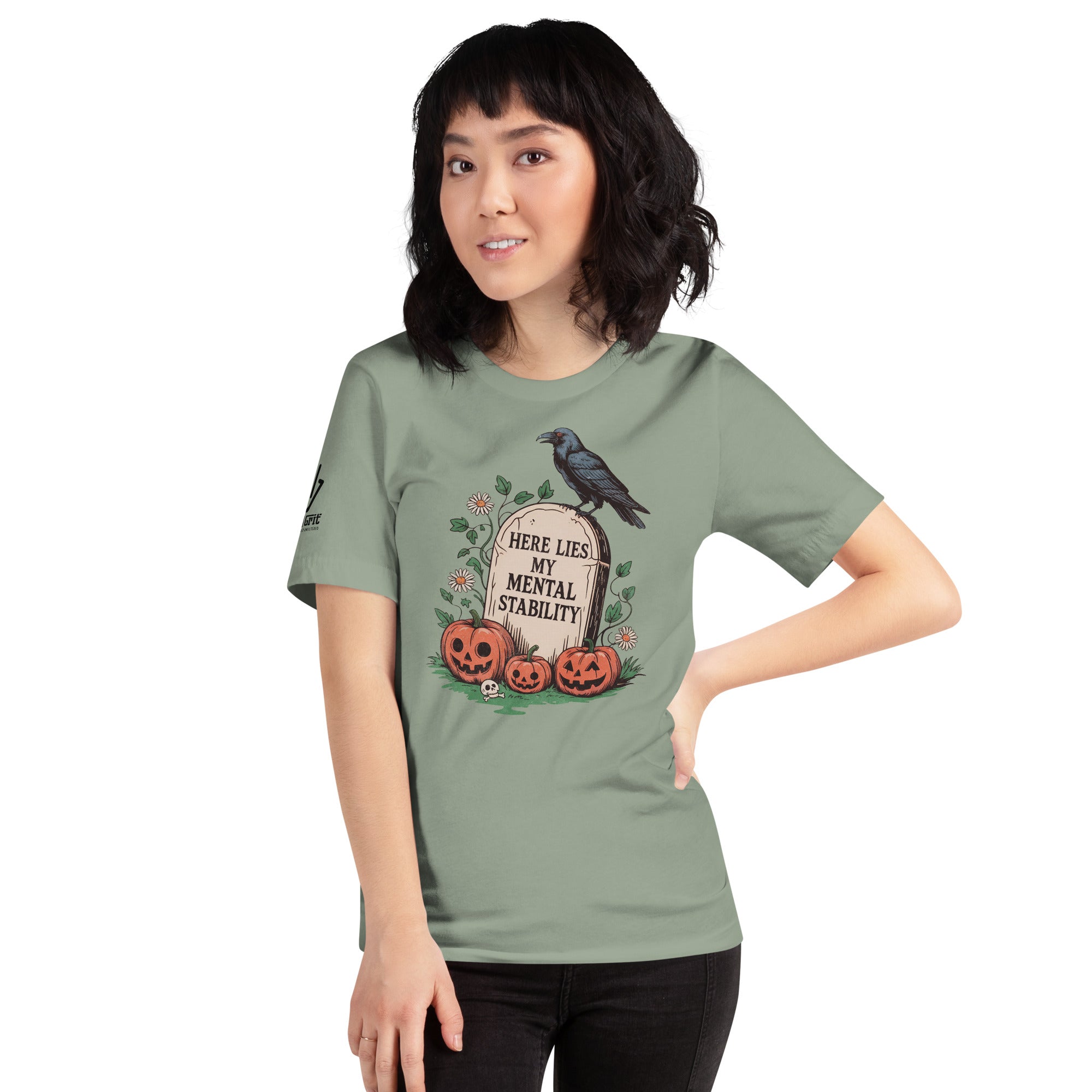 Spooky and funny Halloween shirt with sarcastic tombstone graphic