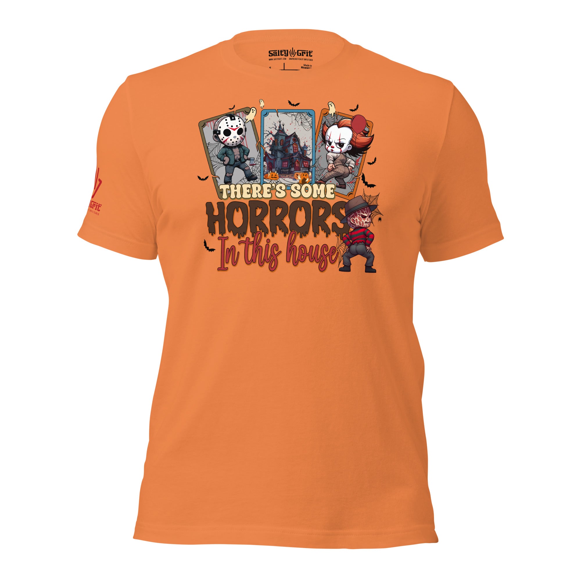 Funny Halloween shirt with There’s Some Horrors in the House text and twerking horror characters