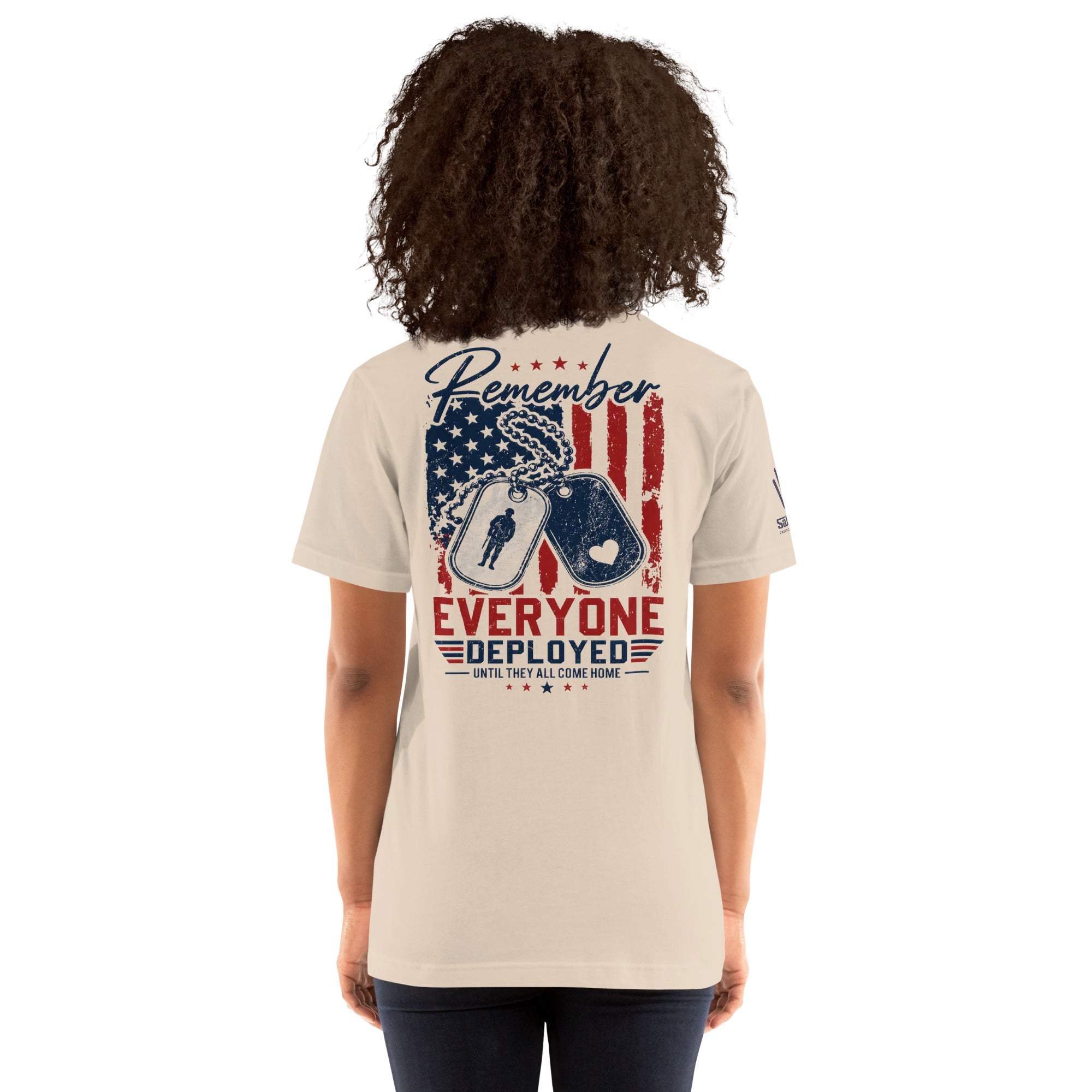 USA military pride shirt with distressed American flag and dog tags