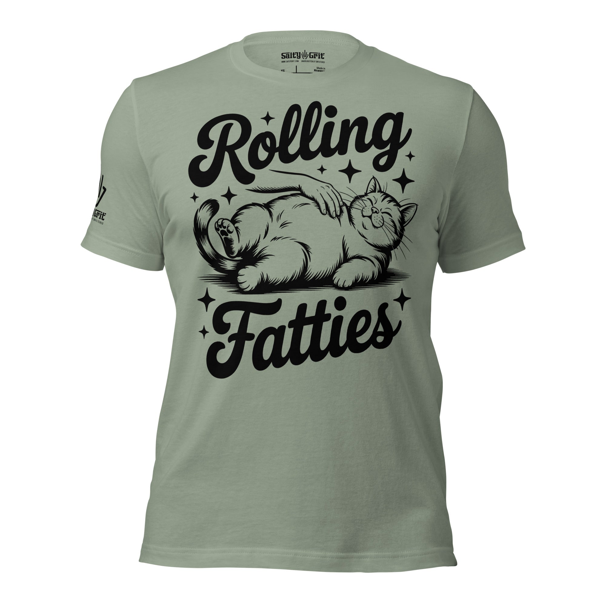 Weed humor shirt – Rolling Fatties with cat for marijuana enthusiasts
