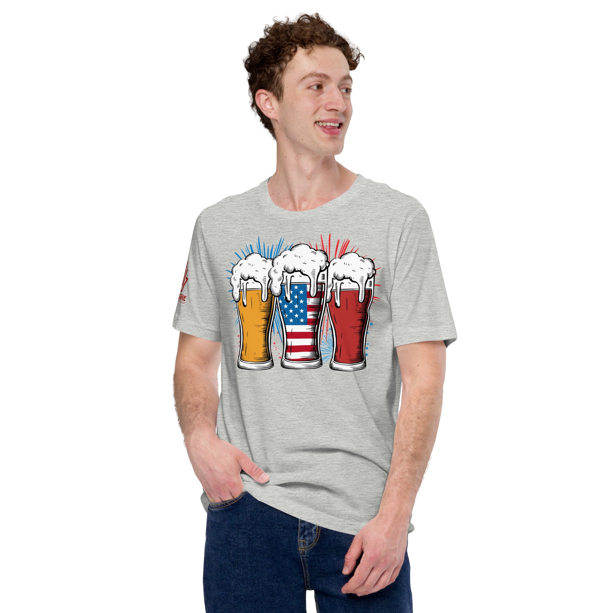 Patriotic beer lover shirt with American flag pint illustration